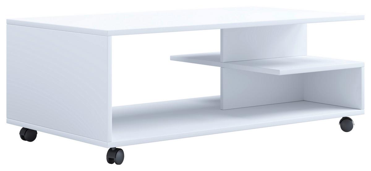 Couchtisch Stango Weiß L: 100 cm - Weiß, Design, Holzwerkstoff/Kunststoff (100/50/40cm) - MID.YOU