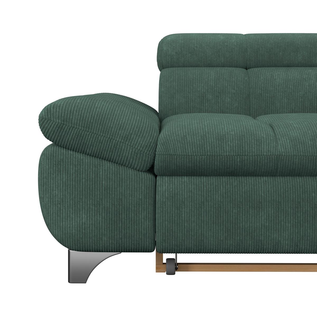 Ecksofa Gemini Waldgrün, B: 312cm - Waldgrün/Chromfarben, KONVENTIONELL, Textil (312/234cm)