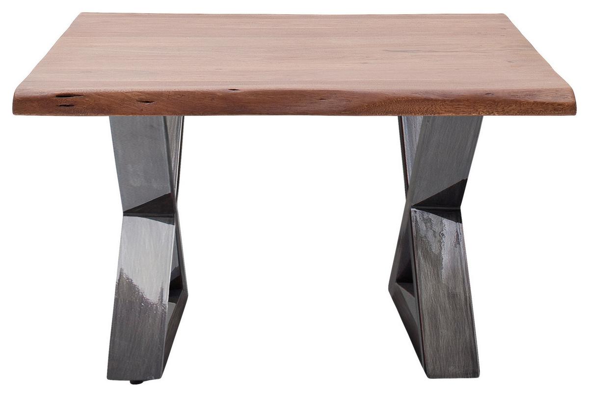 Couchtisch Holz Mit Massiver Tischplatte Cartagena, Akazie - Walnussfarben/Nickelfarben, MODERN, Holz/Metall (75/45/75cm)