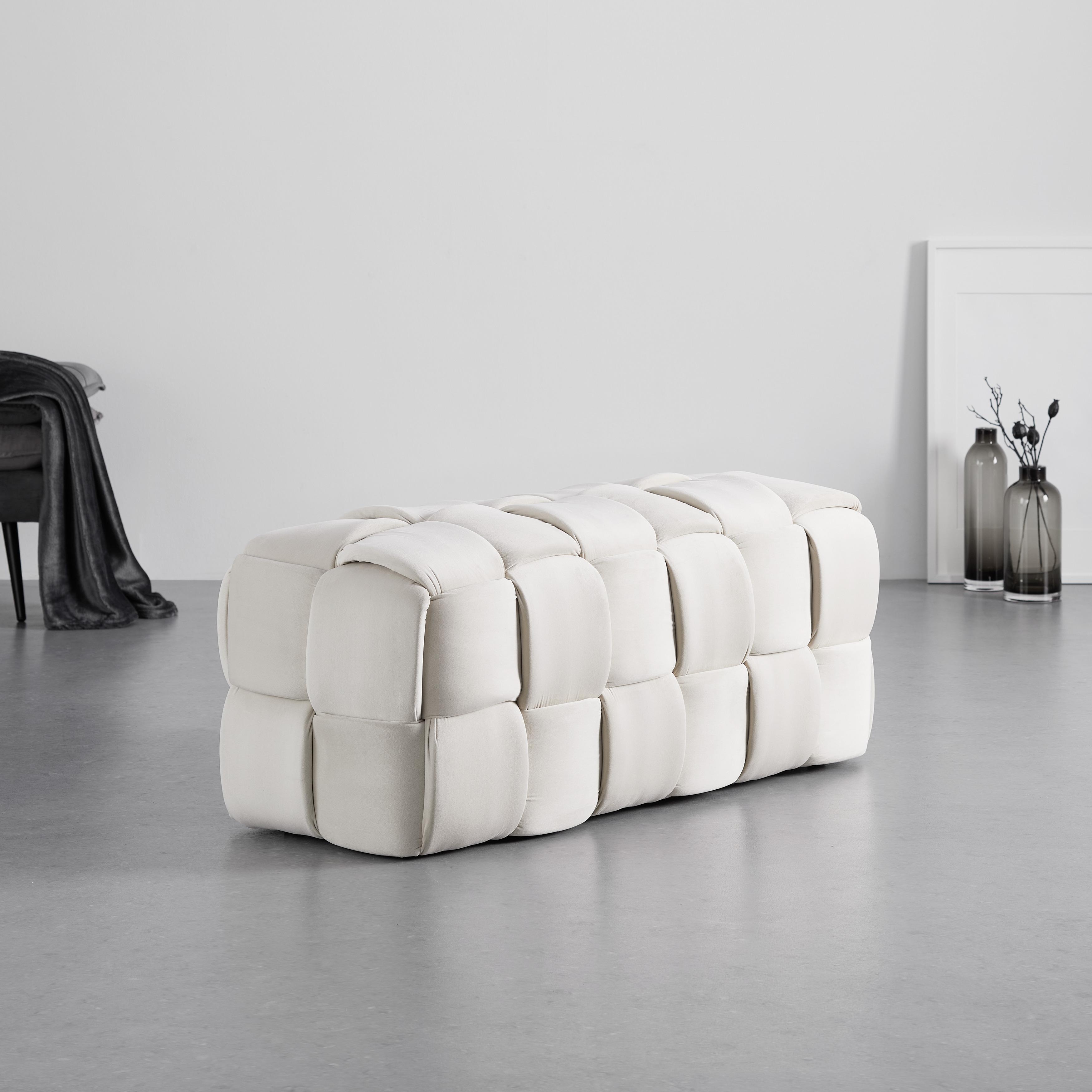Moderní Lavice Ella Béžová - černá/béžová, Moderní, dřevo/textil (118/47/47cm) - Bessagi Home