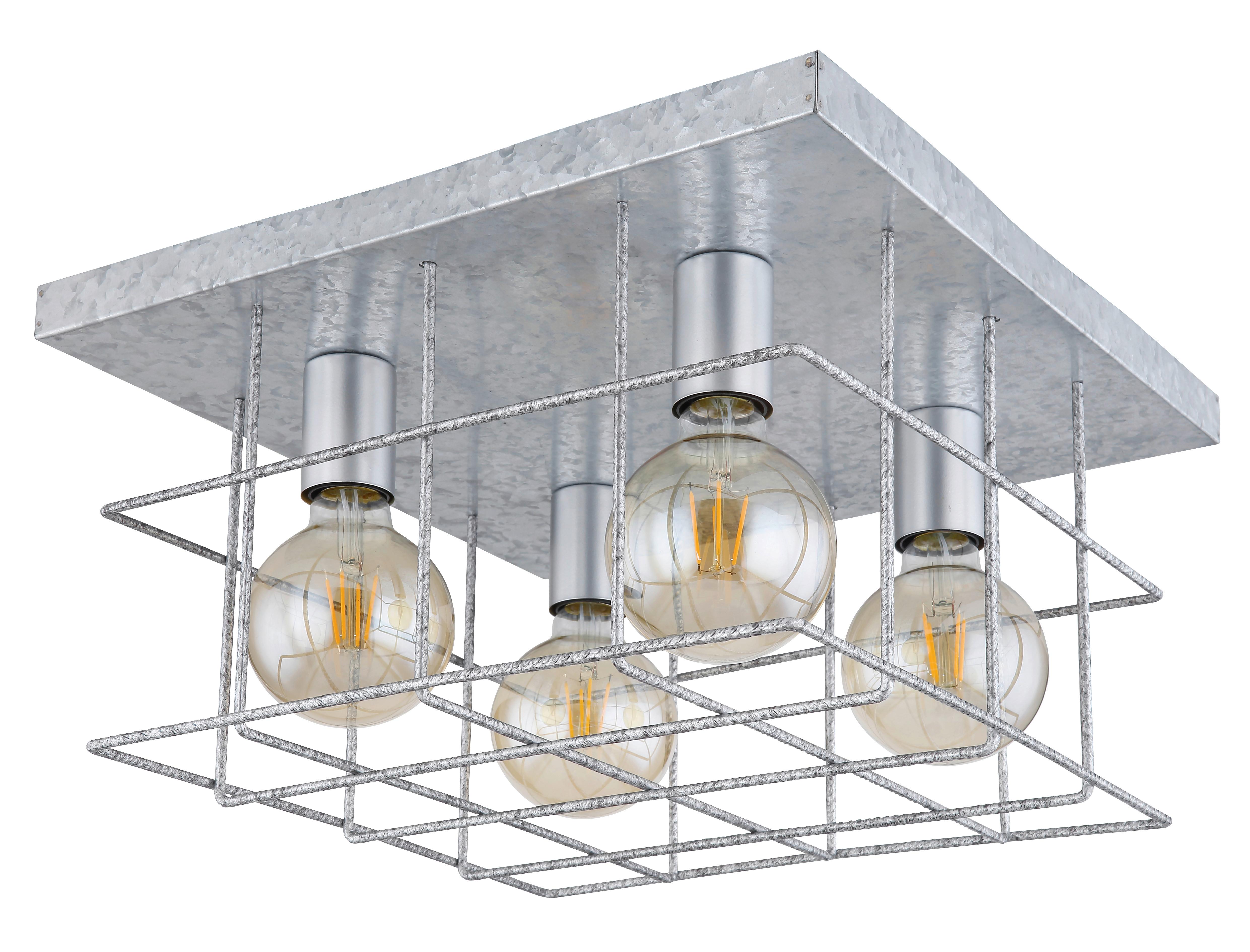 Deckenleuchte Merril L: 40 Cm 4-Flammig Aus Stahl - Zinkfarben, Design, Metall (40/40/26cm) - Globo