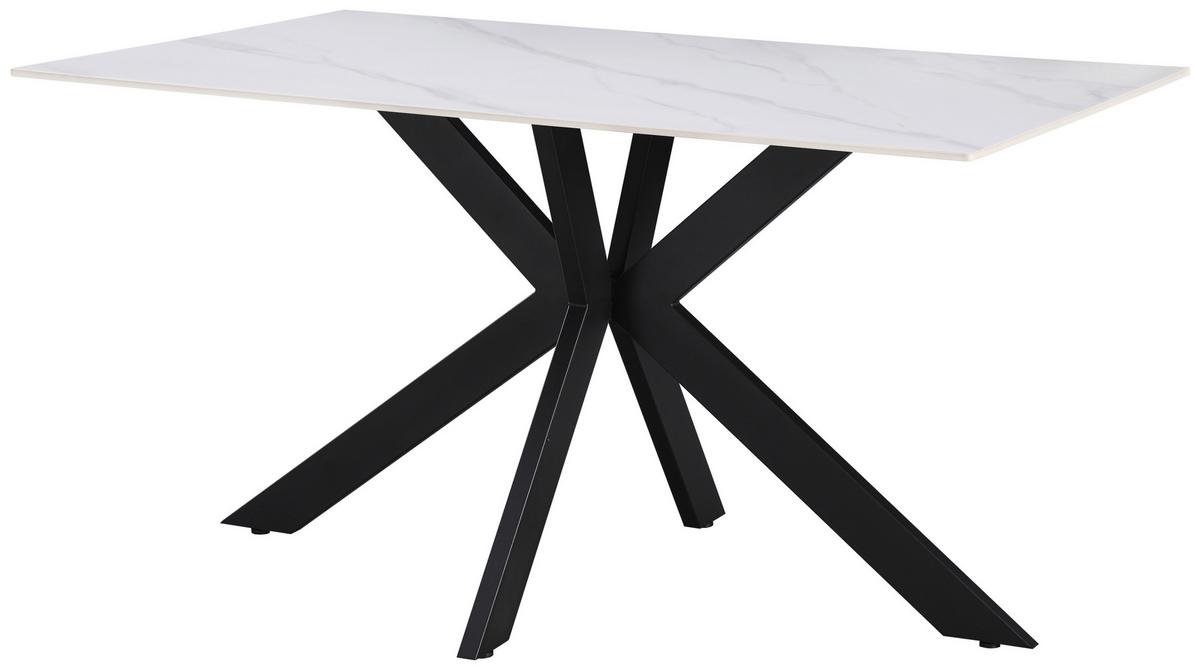 Esstisch Anton 140 - Schwarz/Weiß, MODERN, Keramik/Metall (140/75/90cm)