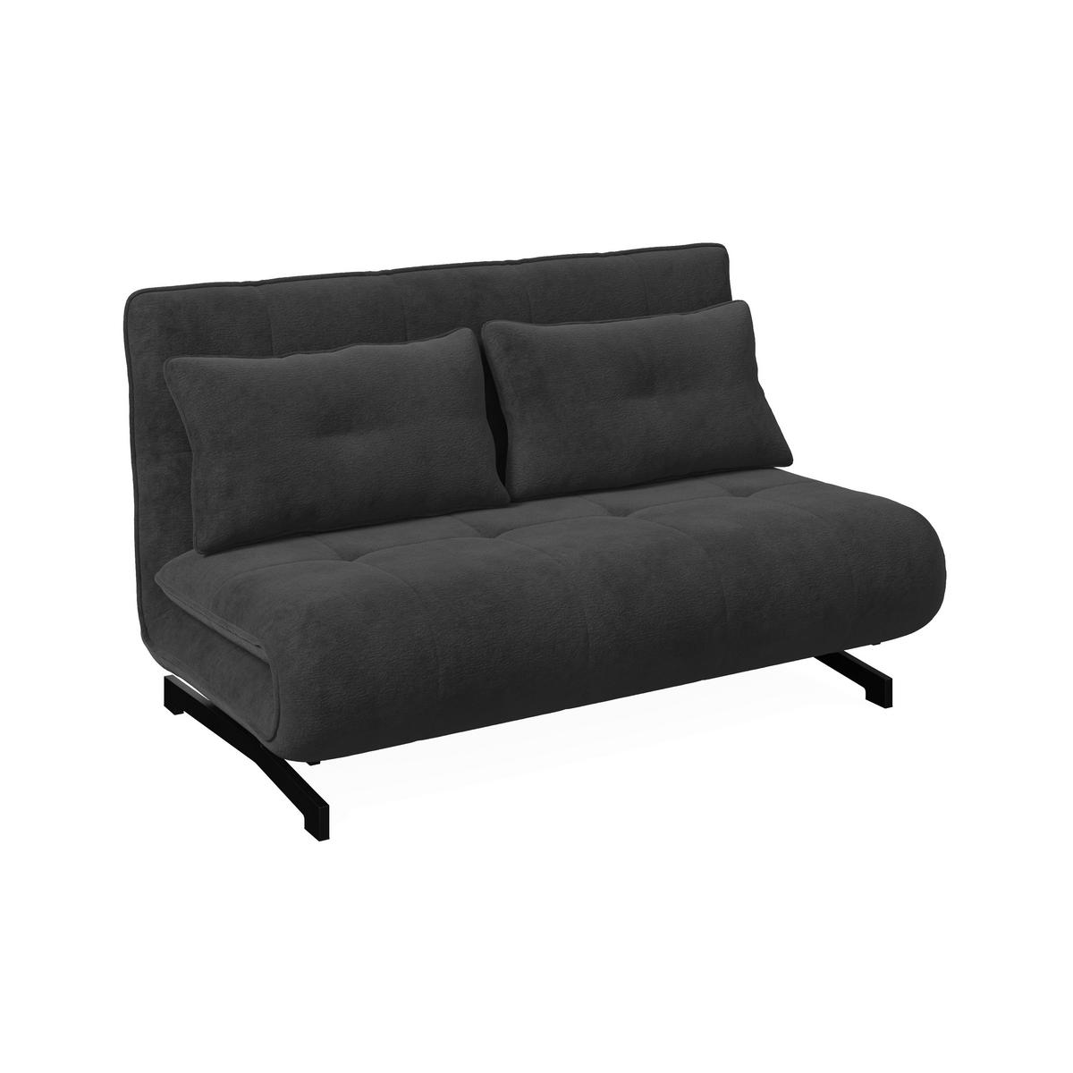 Rozkládací pohovka LUNA, tmavě šedé buklé, max.240 kg - černá/tmavě šedá, Moderní, kov/textil (142/62/40cm) - Bessagi Home