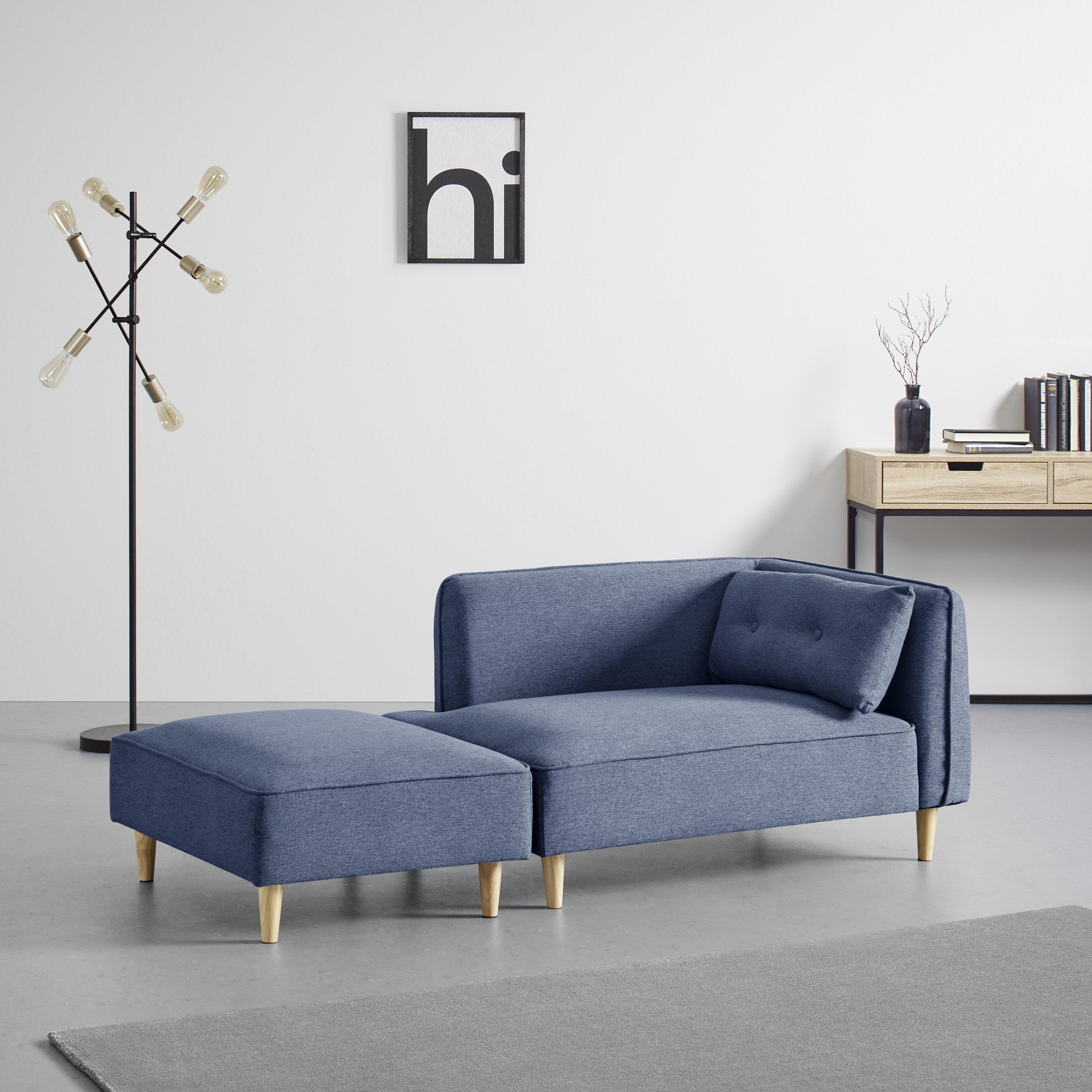 Modulární Pohovka Fanny Fanny Modrá - modrá/přírodní barvy, Moderní, dřevo/textil (154/55/73cm) - Bessagi Home