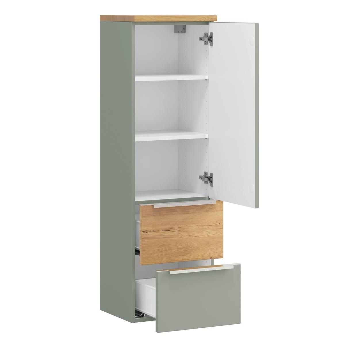 Midischrank Verona Schilfgrün/Wildeiche B: 40cm - Schilfgrün/Wildeiche, Trend, Holzwerkstoff (40/130/35cm) - Held