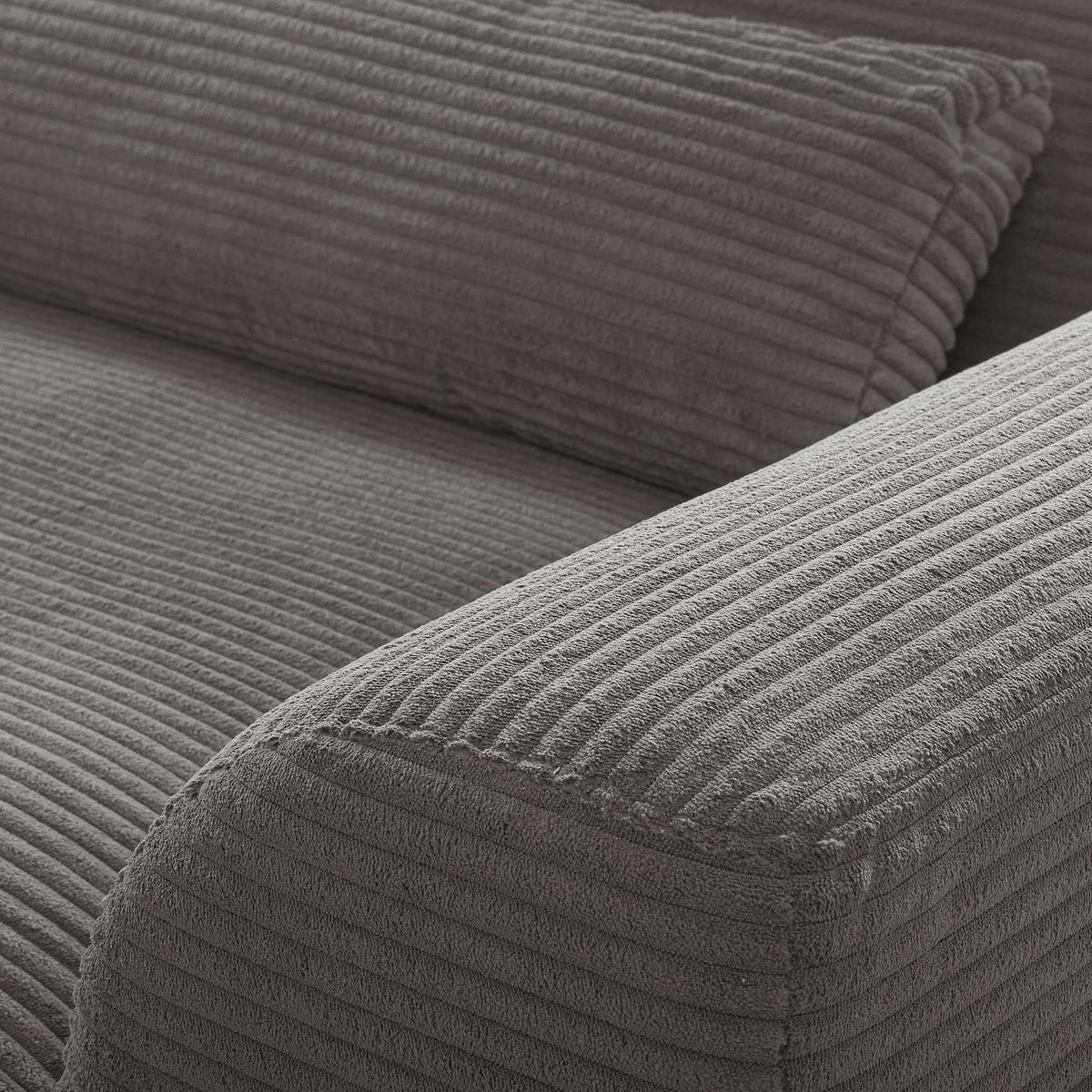 Ecksofa Berlin Cord Grau 172x313 cm - Schwarz/Grau, Design, Textil (172/313cm) - P & B