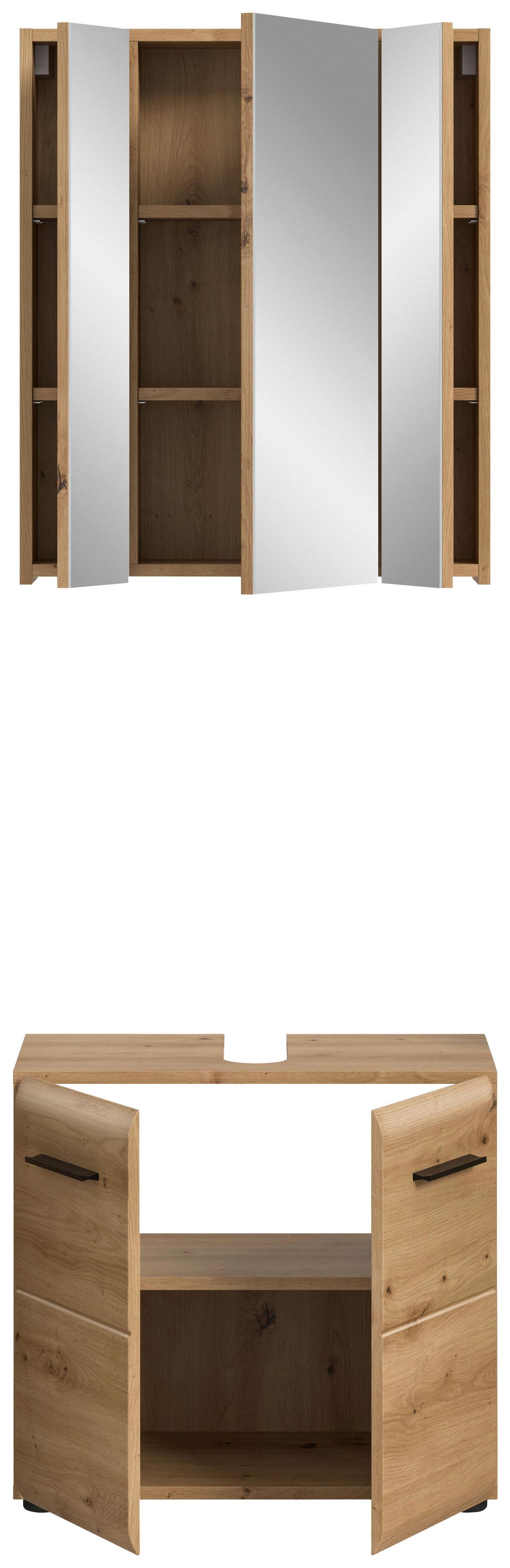 Badezimmer Ice Eiche Artisan Dekor B: 60cm - Schwarz/Eiche Artisan, Basics, Holzwerkstoff (60cm) - MID.YOU