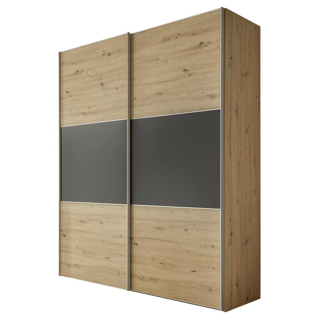Schwebetürenschrank B: 188 cm Includo Eiche Dekor/Anthrazit
