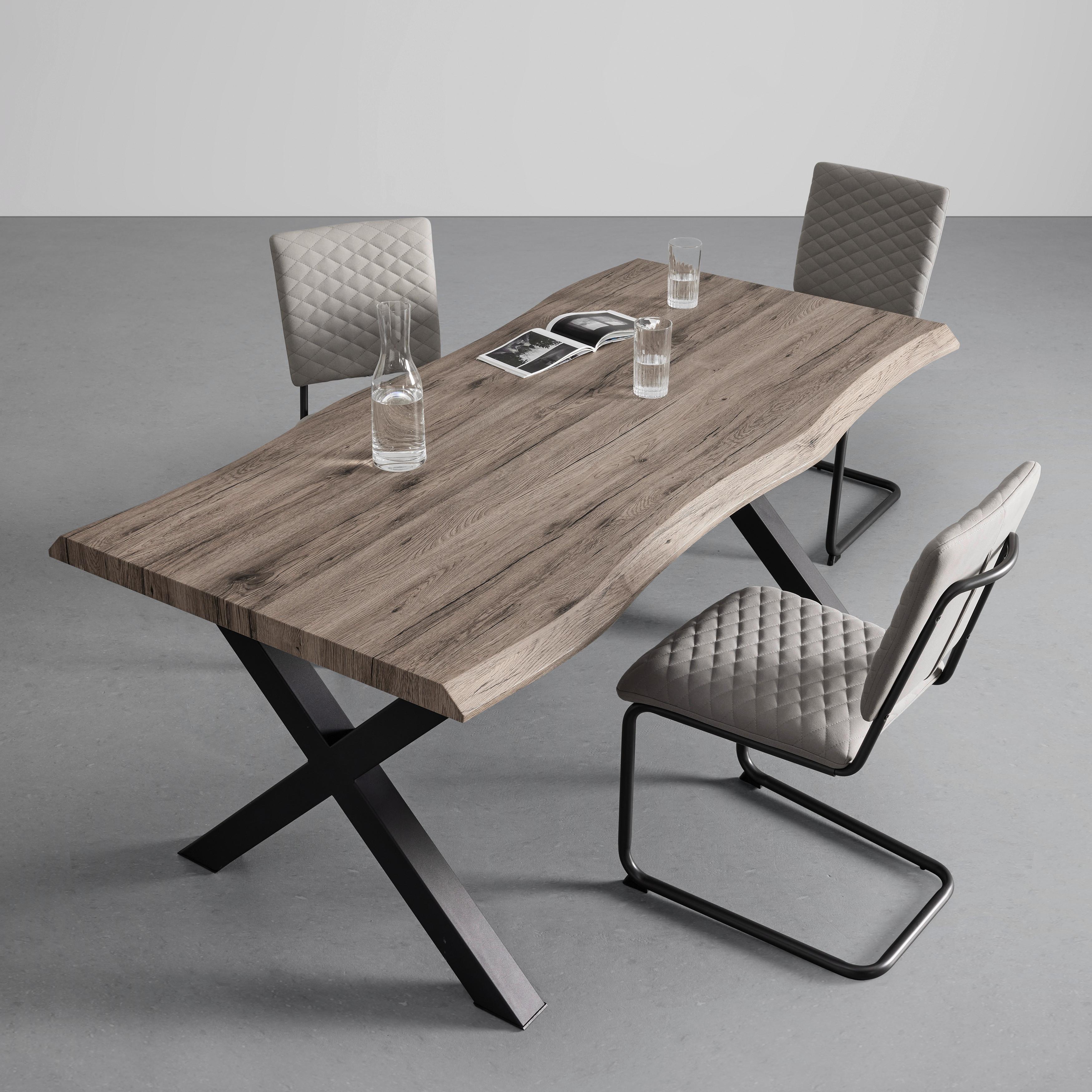 Jedálenský stôl RICO 180x90 cm - čierna/farba duba, Modern, kov/drevo (180/90/76cm) - Bessagi Home