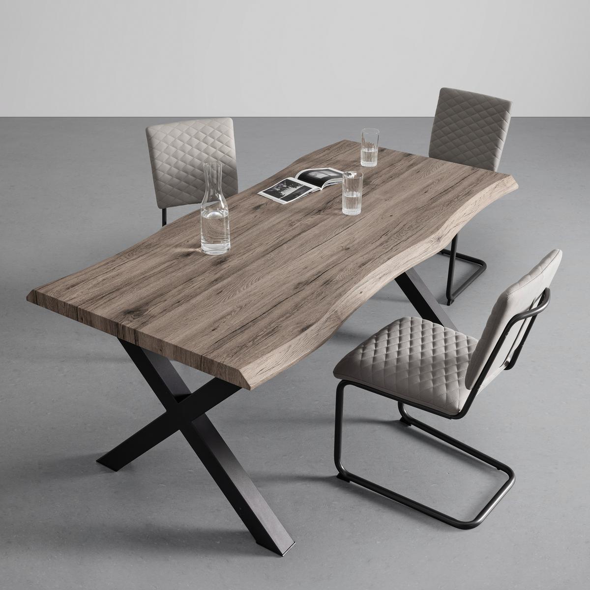 Jedálenský stôl RICO 180x90 cm - čierna/farba duba, Modern, kov/drevo (180/90/76cm) - Bessagi Home