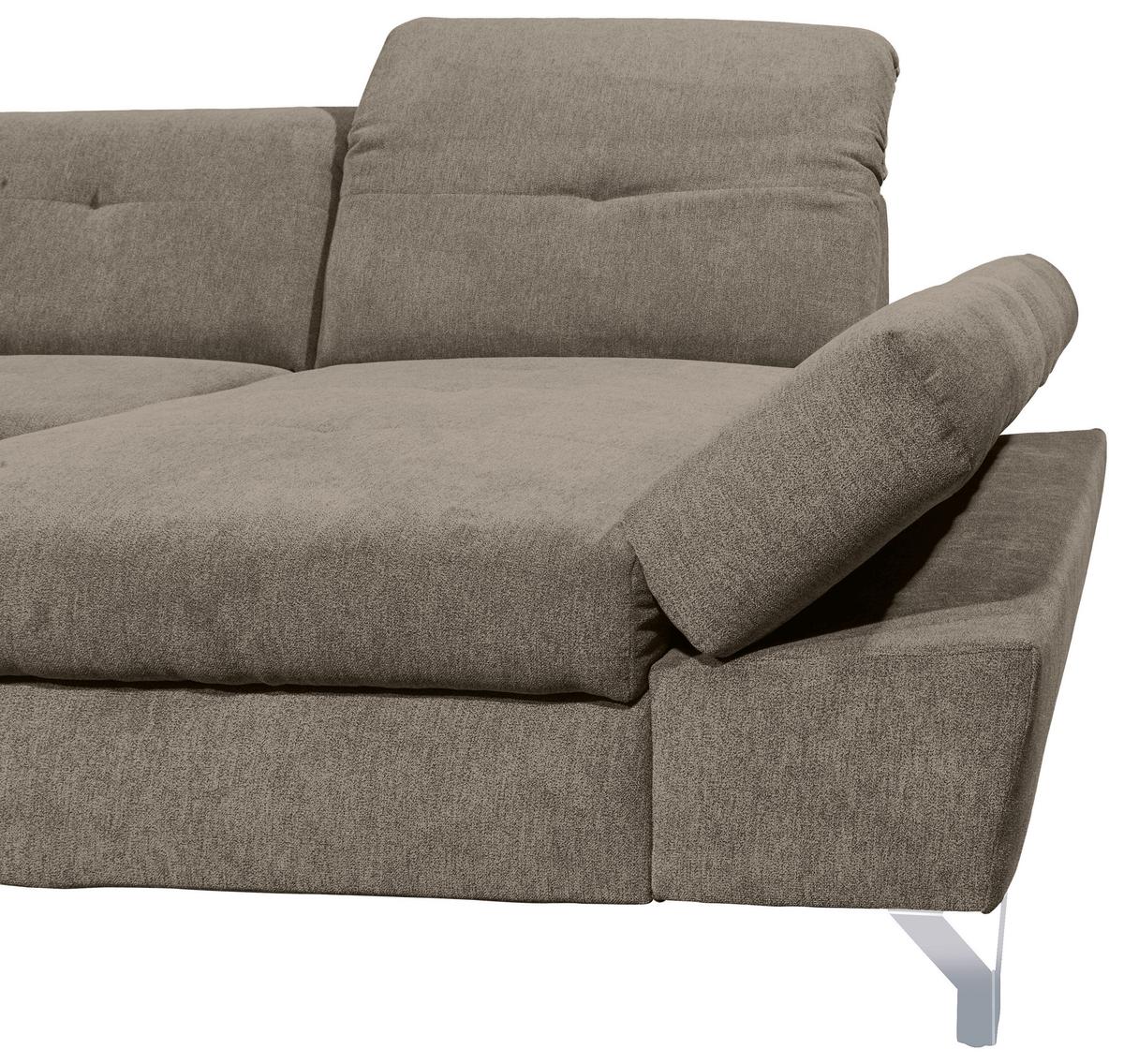 Ecksofa Melfi Graubraun U: 245 Cm - Graubraun/Silberfarben, MODERN, Textil (245/350/168cm) - MID.YOU