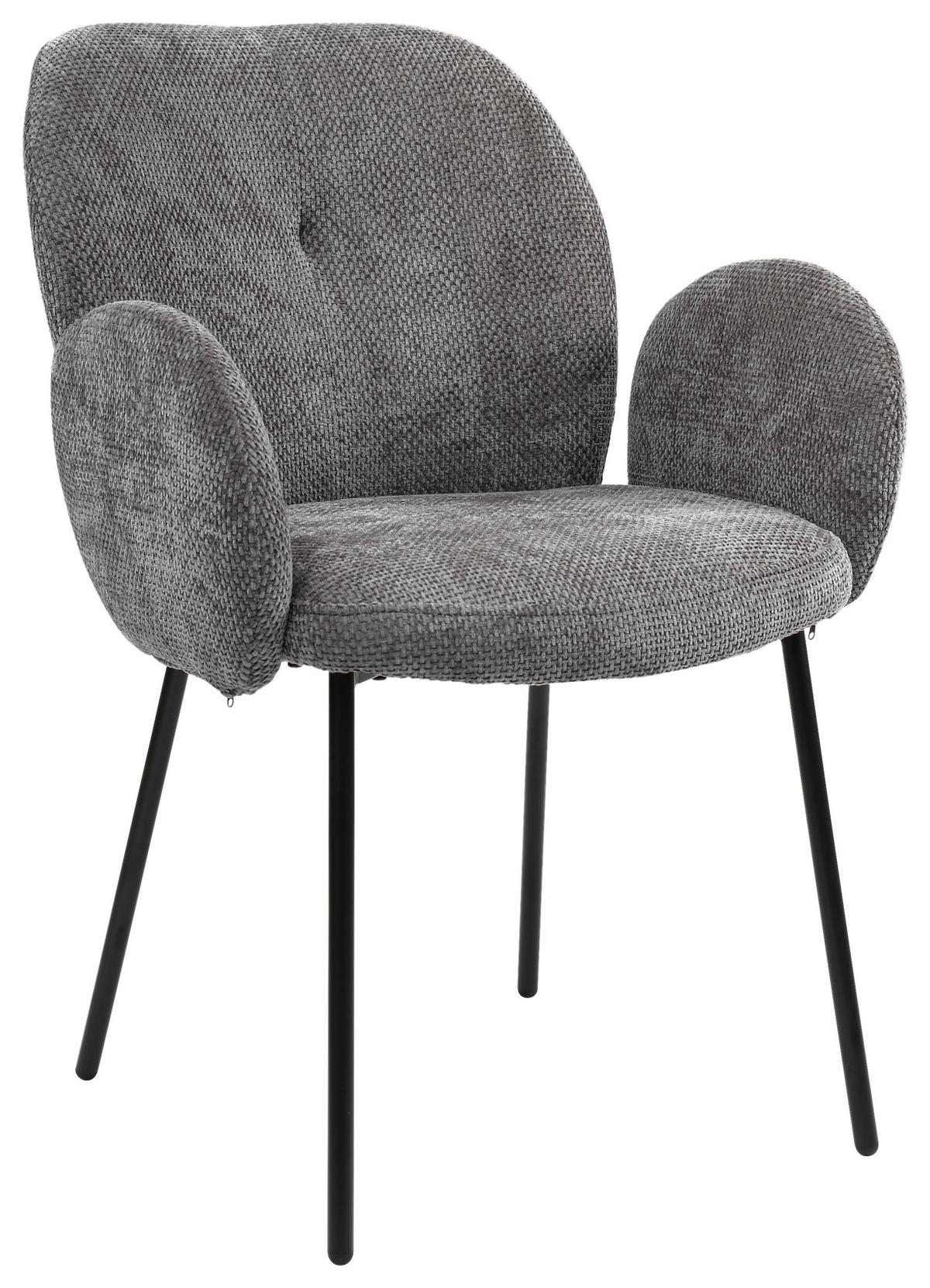 Židle s područkami šedá - šedá/černá, Lifestyle, kov/dřevo (60/87/64cm) - Mömax