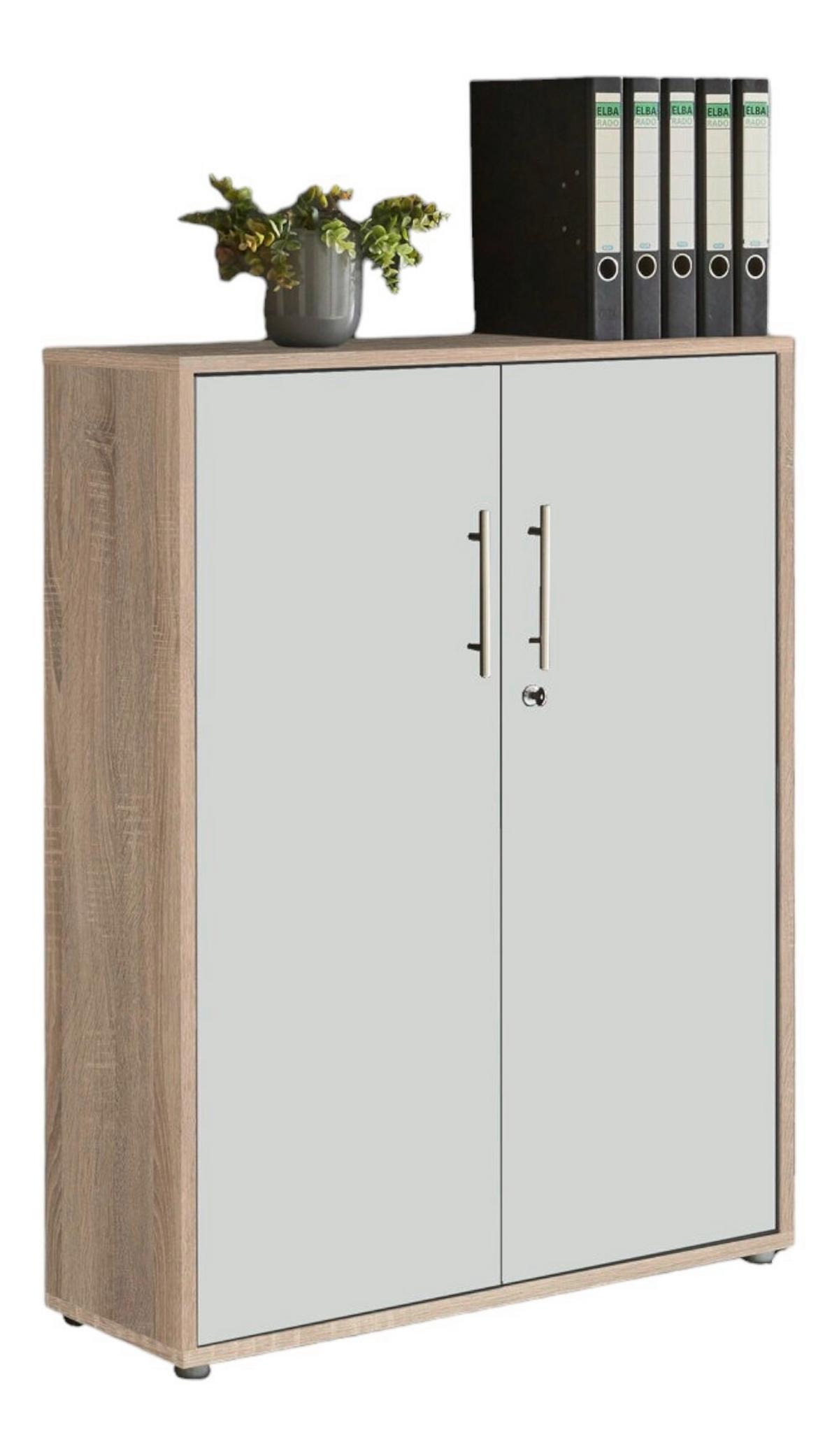 Büro Office Edition Sonoma Eiche Dekor/weiß - Weiß/Sonoma Eiche, MODERN, Holzwerkstoff/Metall - MID.YOU