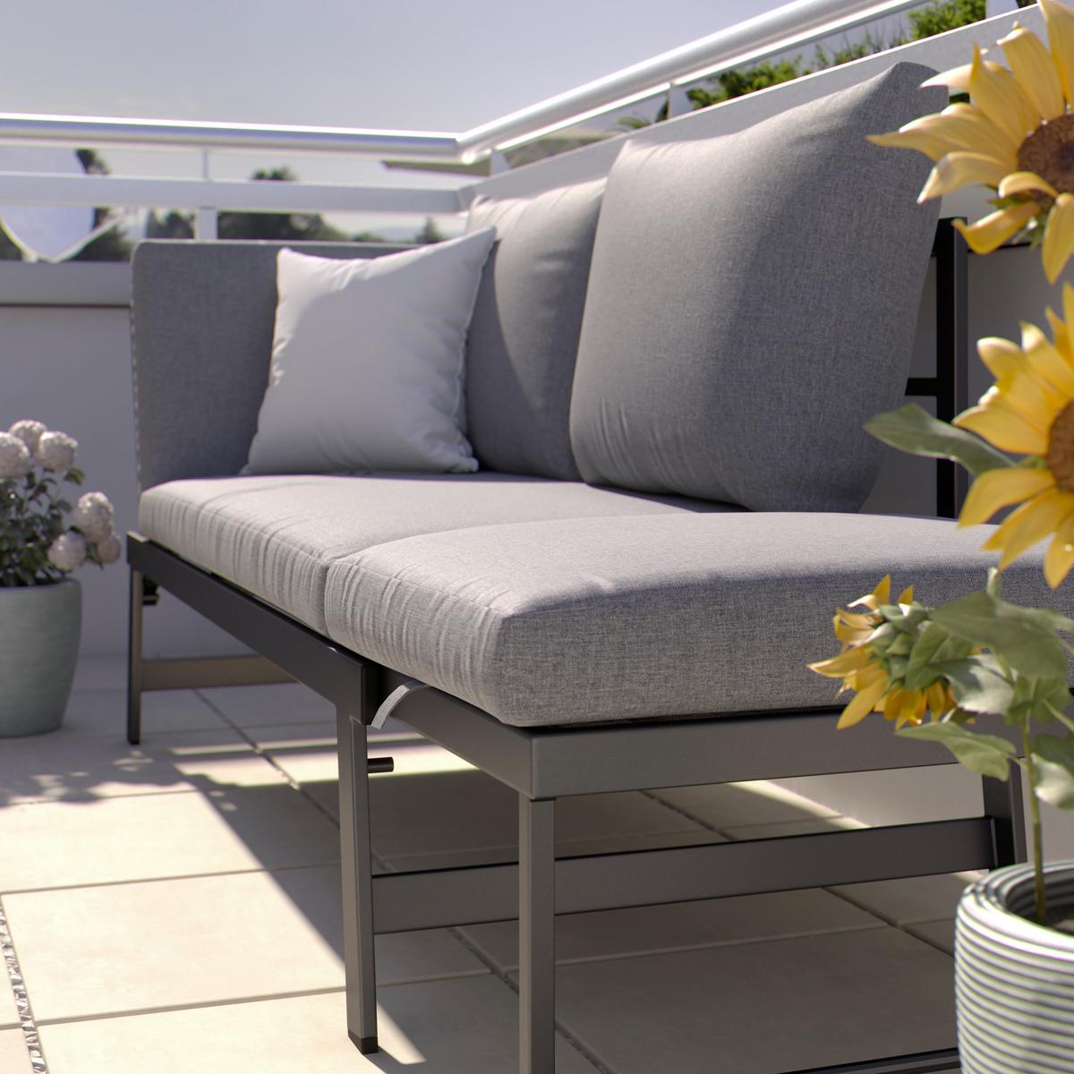 ZAHRADNÍ LAVICE ZALE - antracitová, Moderní, kov/textil