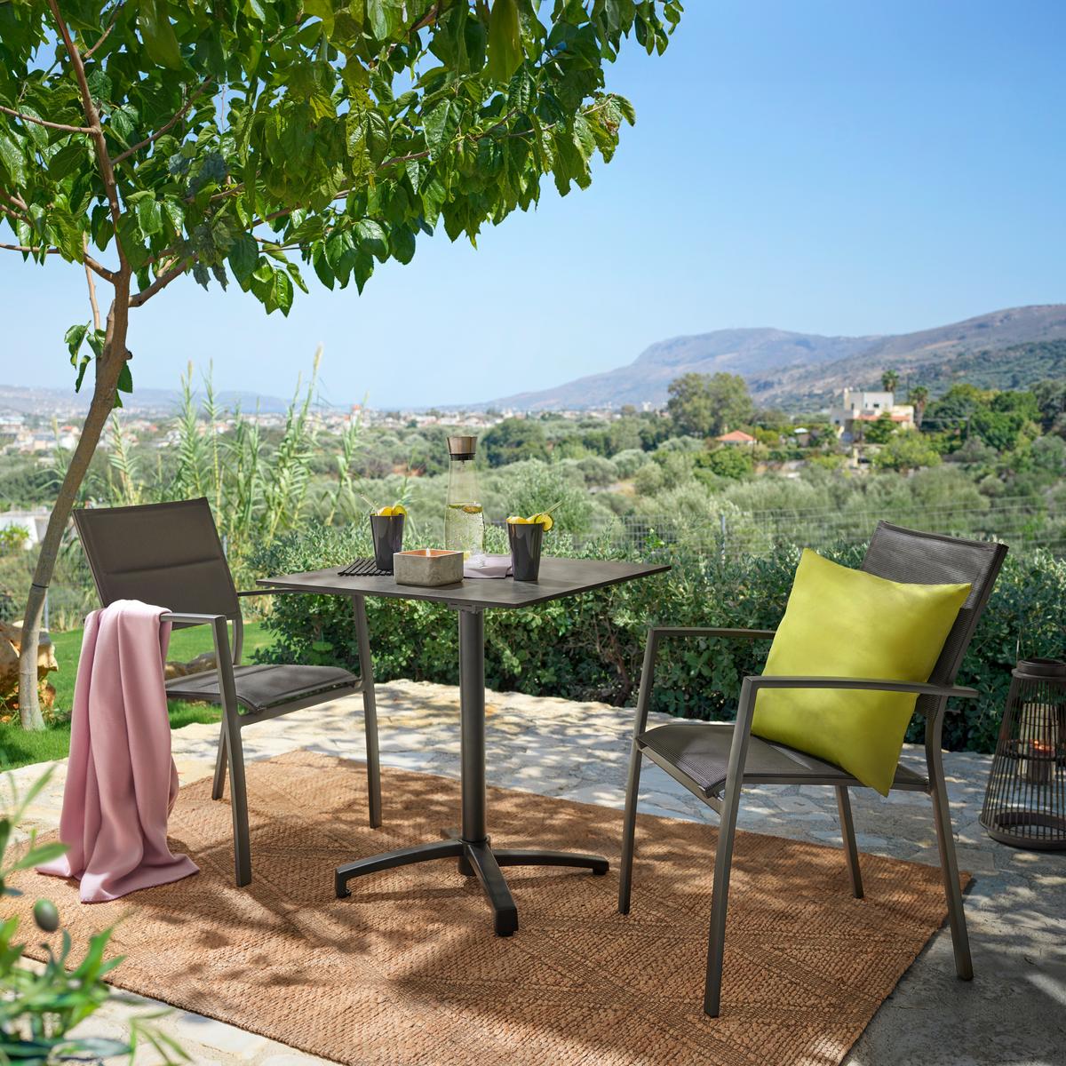 ZAHRADNÍ STŮL HEINER - šedá/černá, Basics, kov/plast (70/75/70cm)