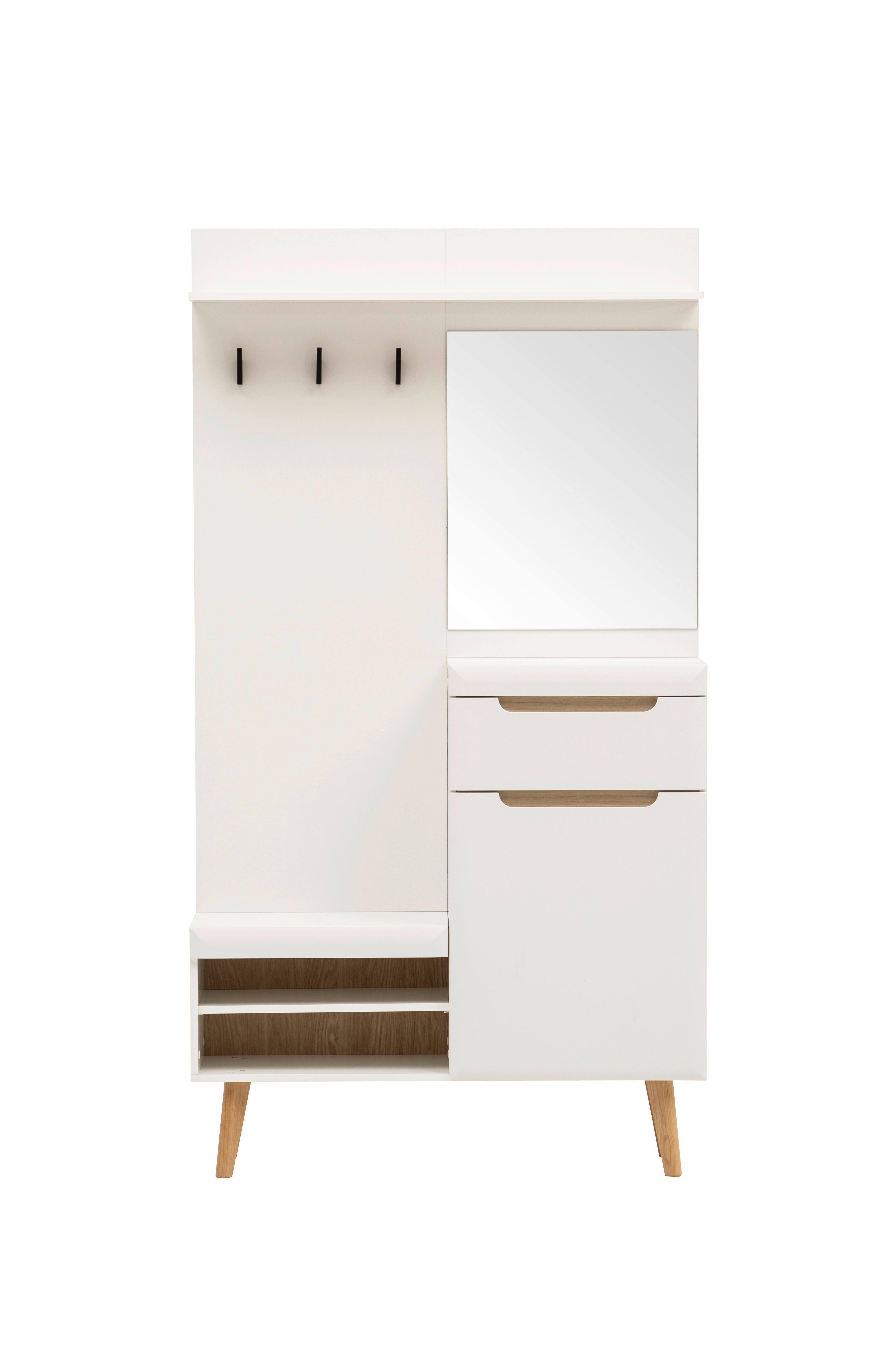 Garderobe Svante Torge Weiß/Eichefarben B: 107 cm - Eichefarben/Weiß, Design, Holzwerkstoff (107/197/34cm) - MID.YOU