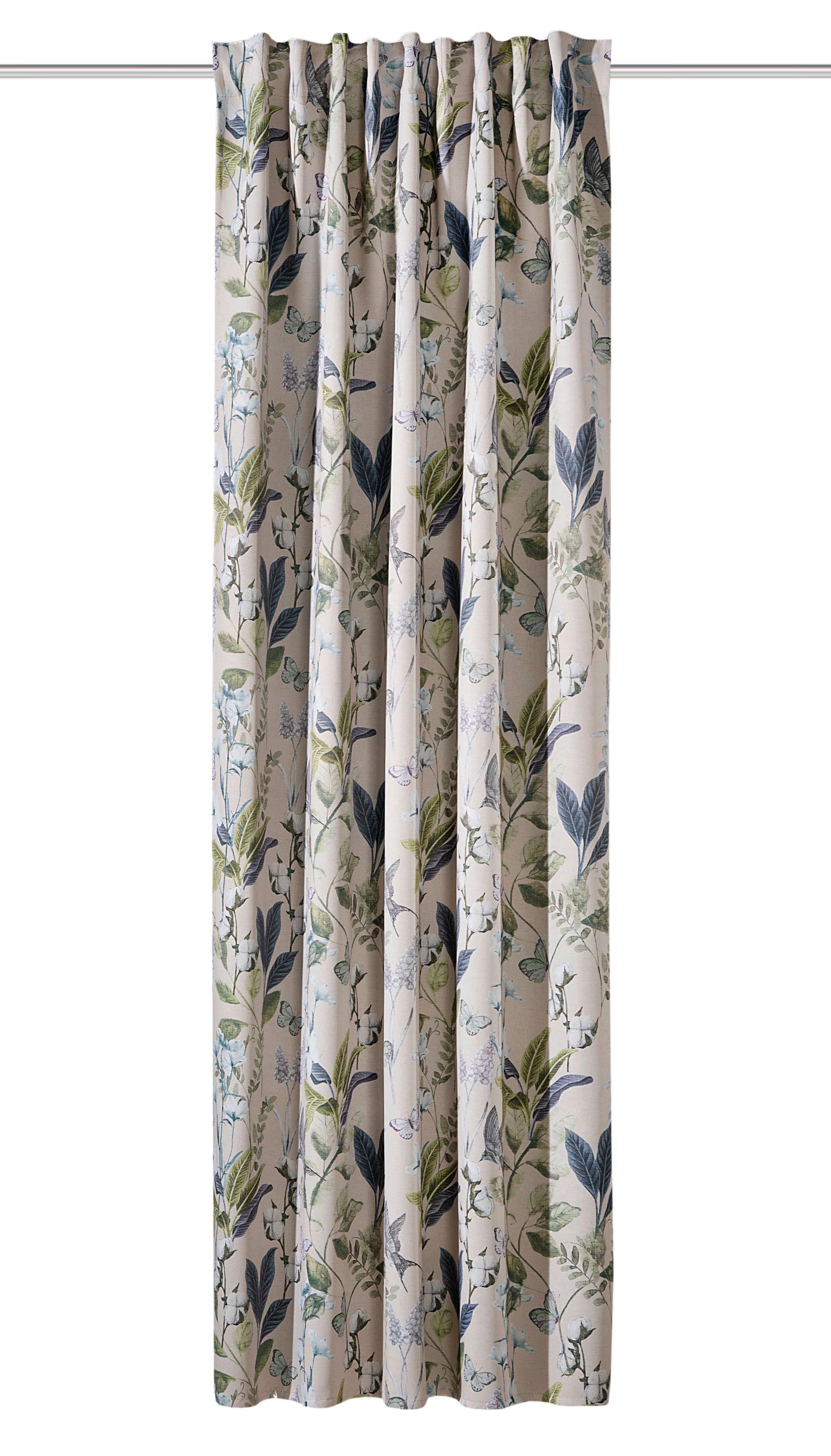 Fertigvorhang Taira - Smaragdgrün/Naturfarben, Natur, Textil (135/245cm)
