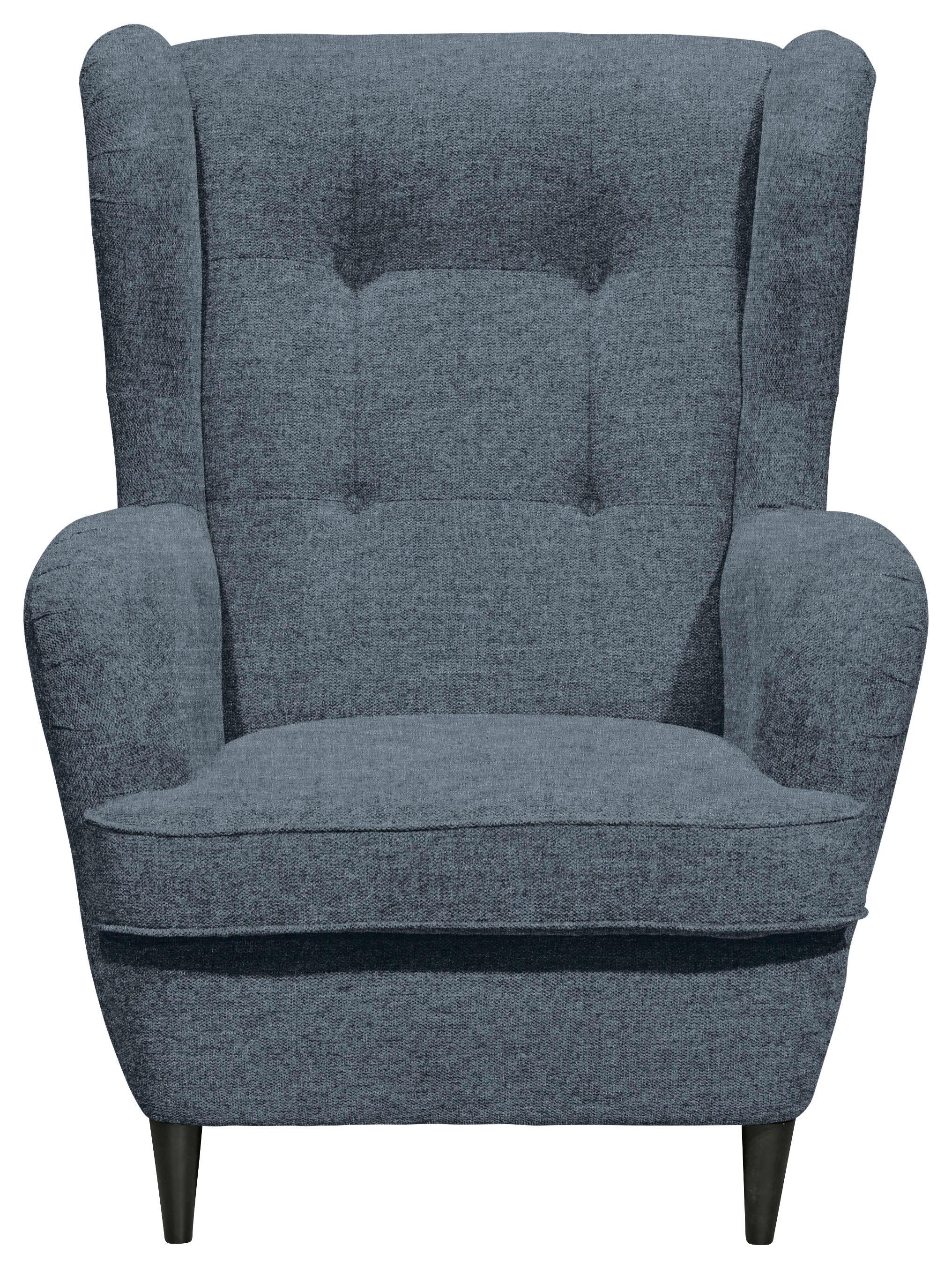 Ohrensessel Oskar Blau B: 78 Cm - Blau/Schwarz, Basics, Textil (78/102/98cm) - MID.YOU