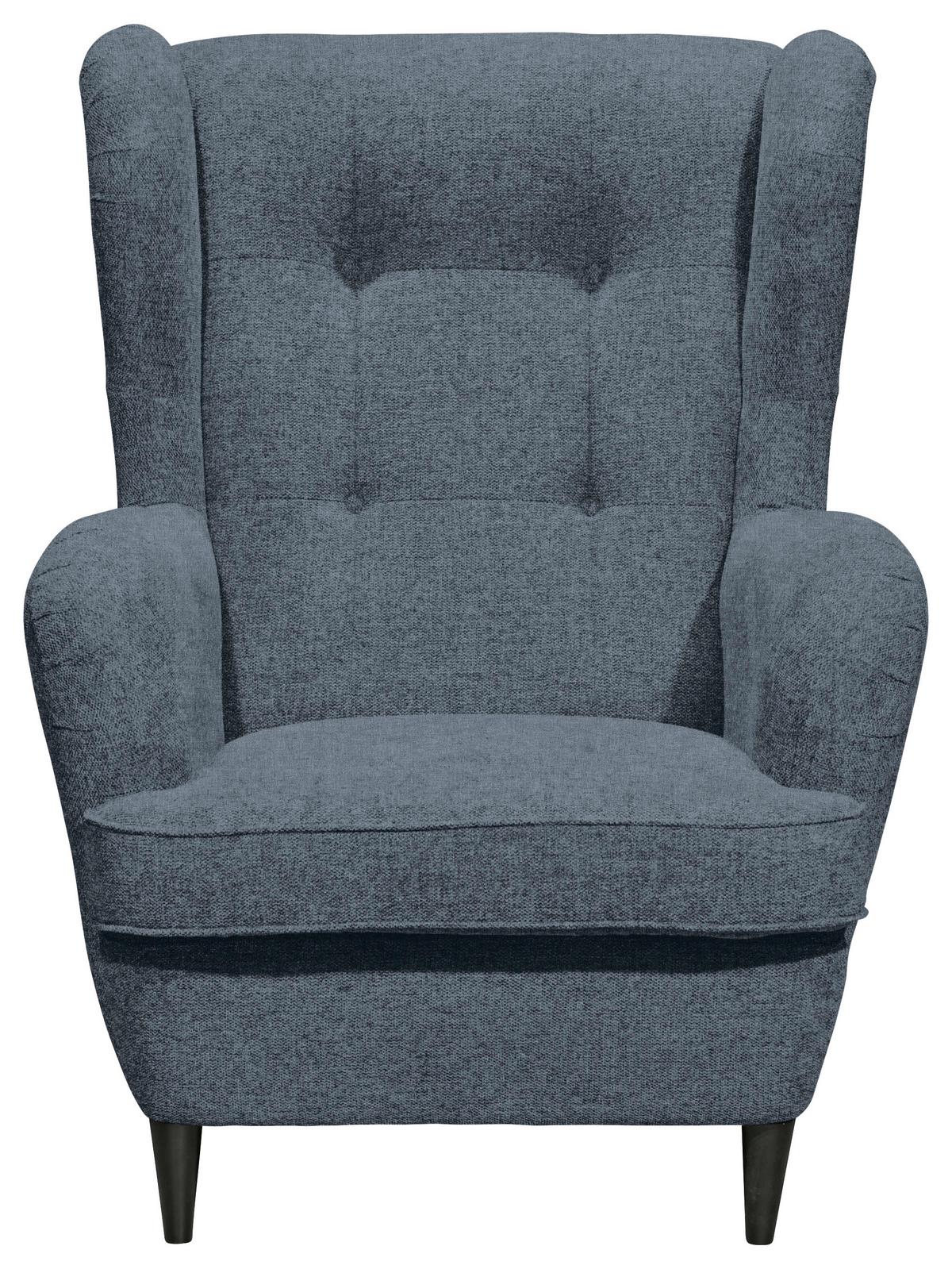 Ohrensessel Oskar Blau B: 78 Cm - Blau/Schwarz, Basics, Textil (78/102/98cm) - MID.YOU