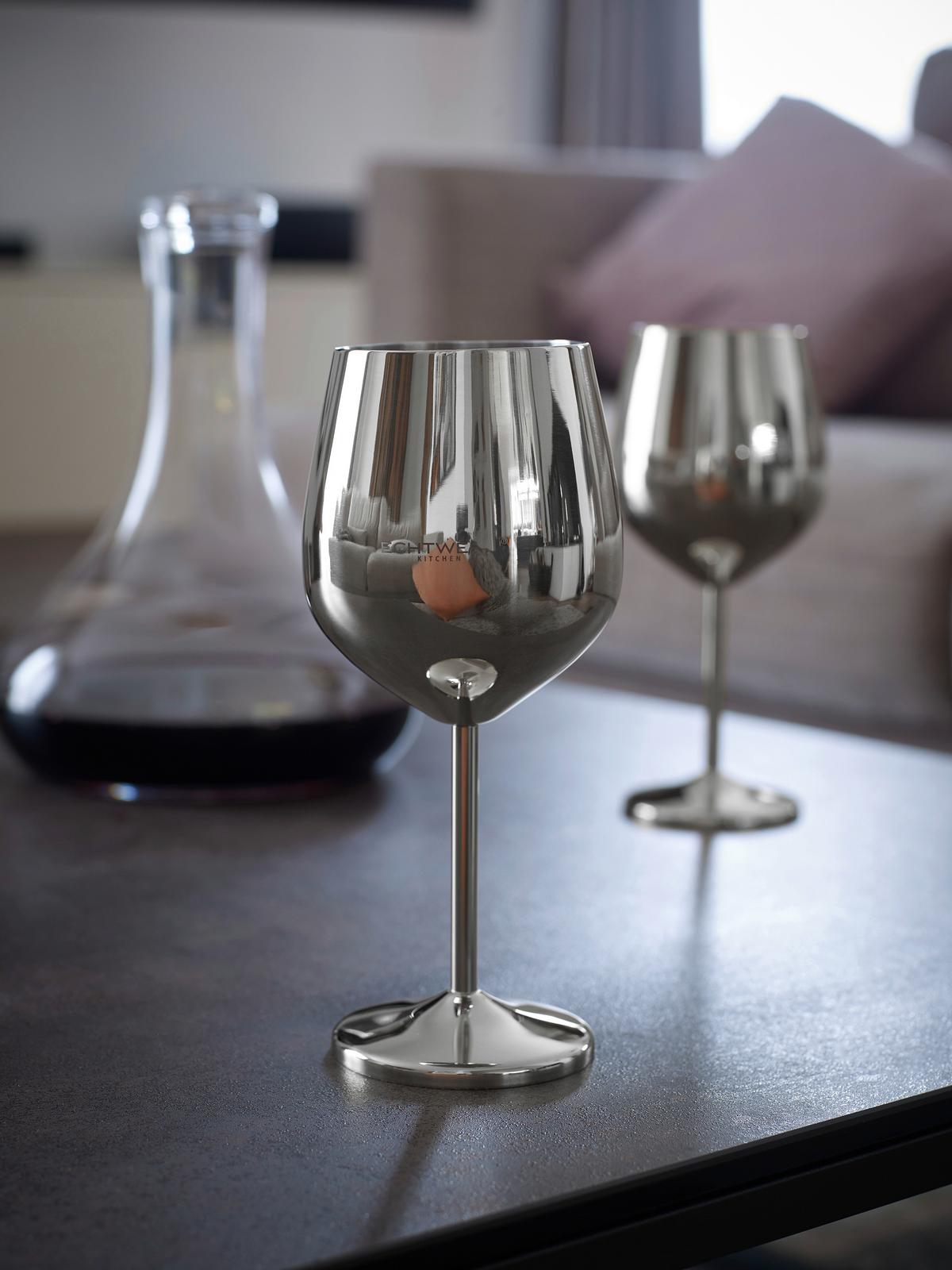 Weinglas Echtwerk 6er-Set Je ca. 500 ml - Silberfarben, Trend, Metall - Echtwerk