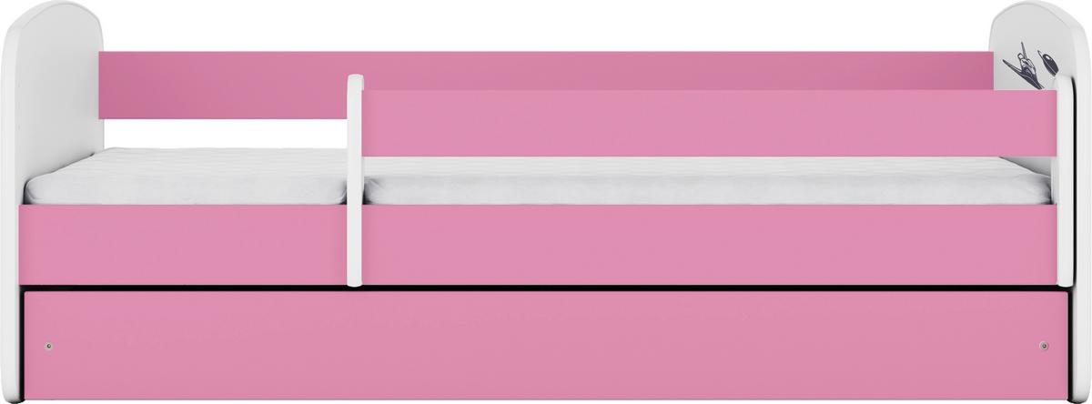 Kinder-/Juniorbett Babydreams Weiß/Pink B: 80cm - Pink/Birkefarben, MODERN, Holz/Holzwerkstoff (80/160cm) - MID.YOU