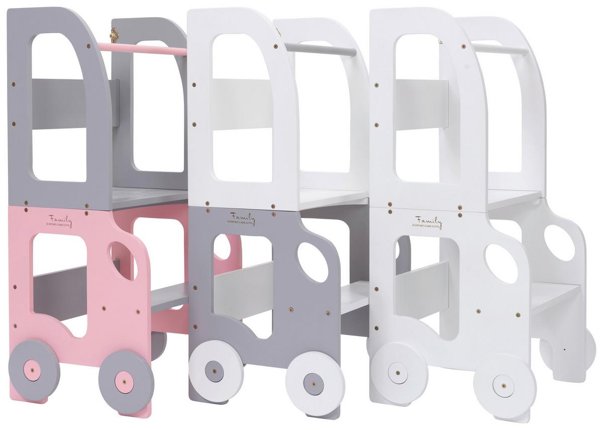 Hochstuhl Car Step Stool Aus Holz Grau/pink - Pink/Grau, Basics, Holz (38/90/40cm)