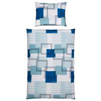 Bettwäsche 140x200 cm Trude Polyester Blau/Weiß/Grau - Blau/Weiß, KONVENTIONELL, Textil - Ondega