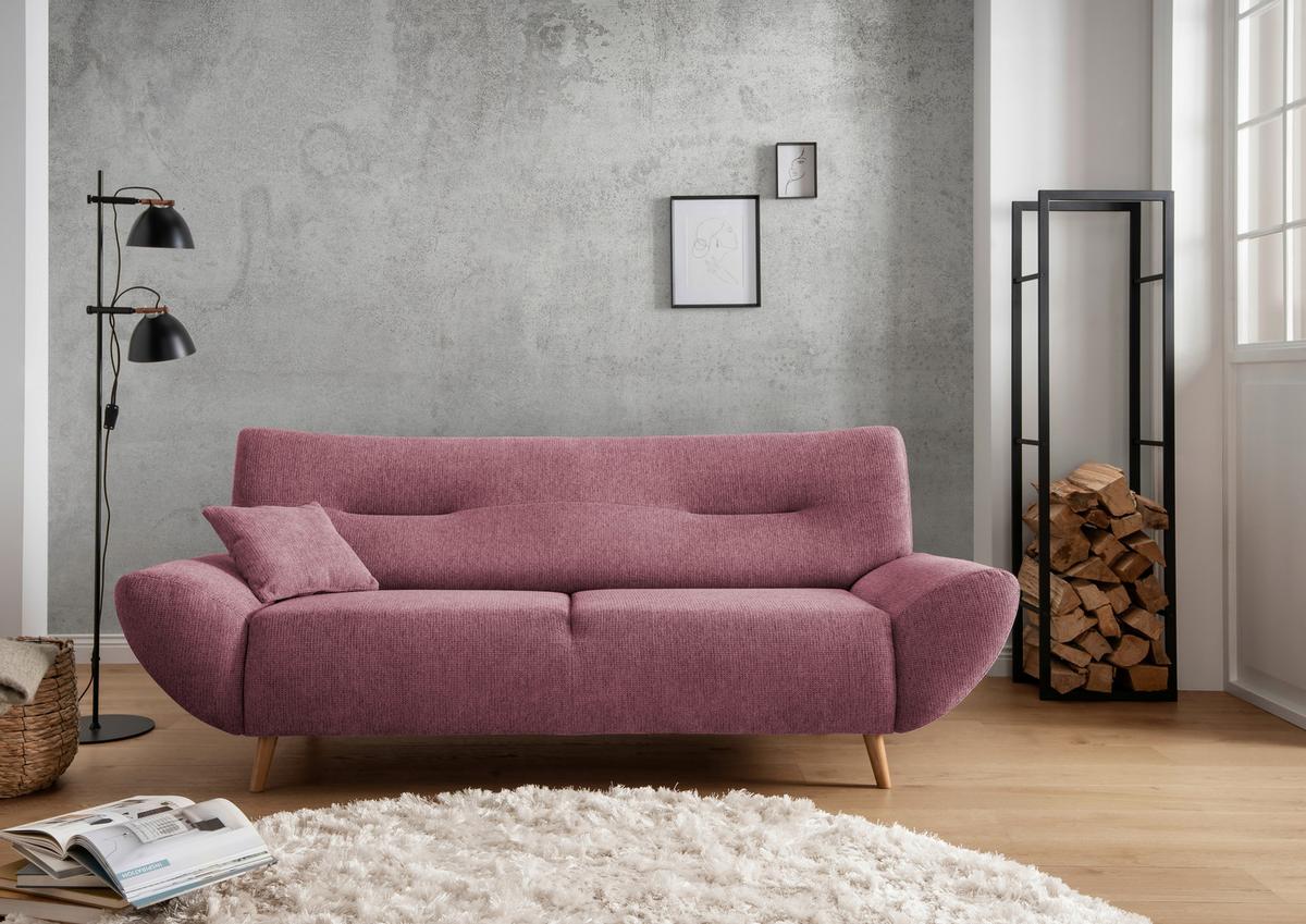 3-Sitzer-Sofa Drago Brombeere S: 205/90 cm - Wildeiche/Brombeere, MODERN, Holz/Textil (205/81/90cm) - MID.YOU