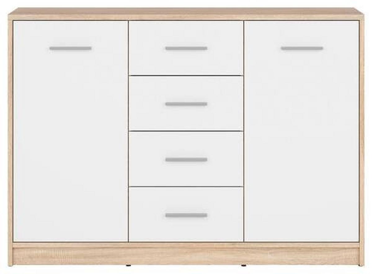 Kommode 118,5 cm Nepo Plus Onoma Eiche Deko - Schwarz/Weiß, Design, Holzwerkstoff (118,5/84/34cm)