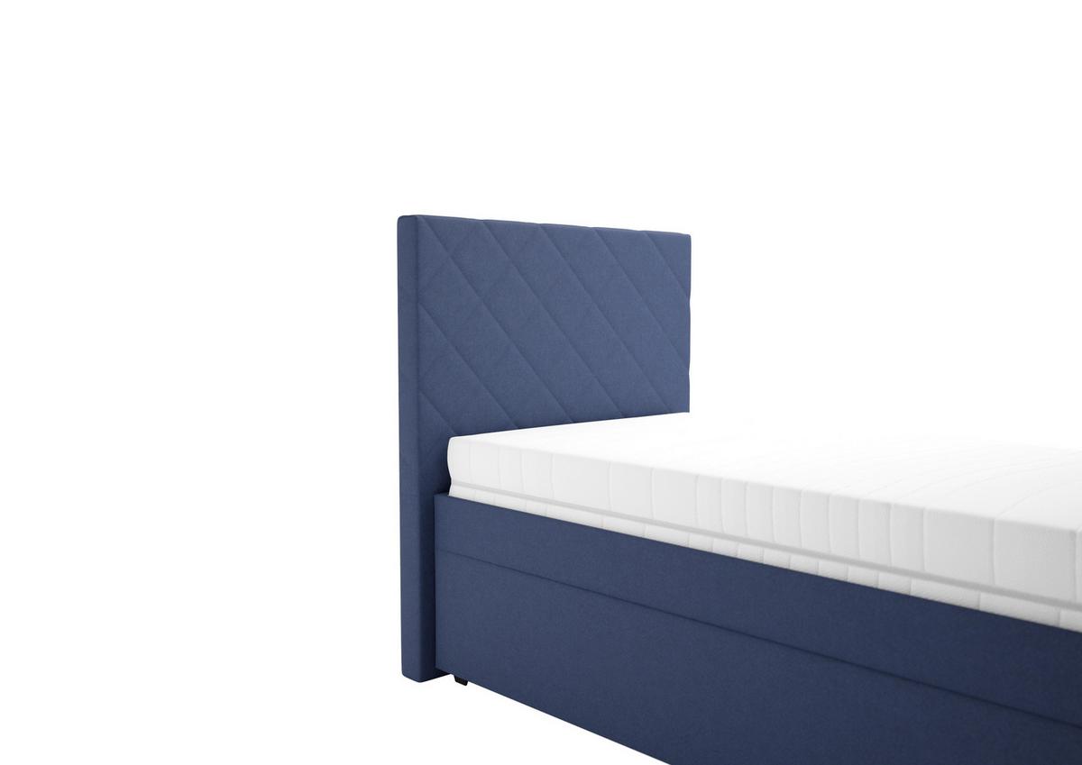 Čalouněná postel KLARA 90/200cm, tmavě modá - barvy chromu/tmavě modrá, Moderní, dřevo/textil (90/200cm)