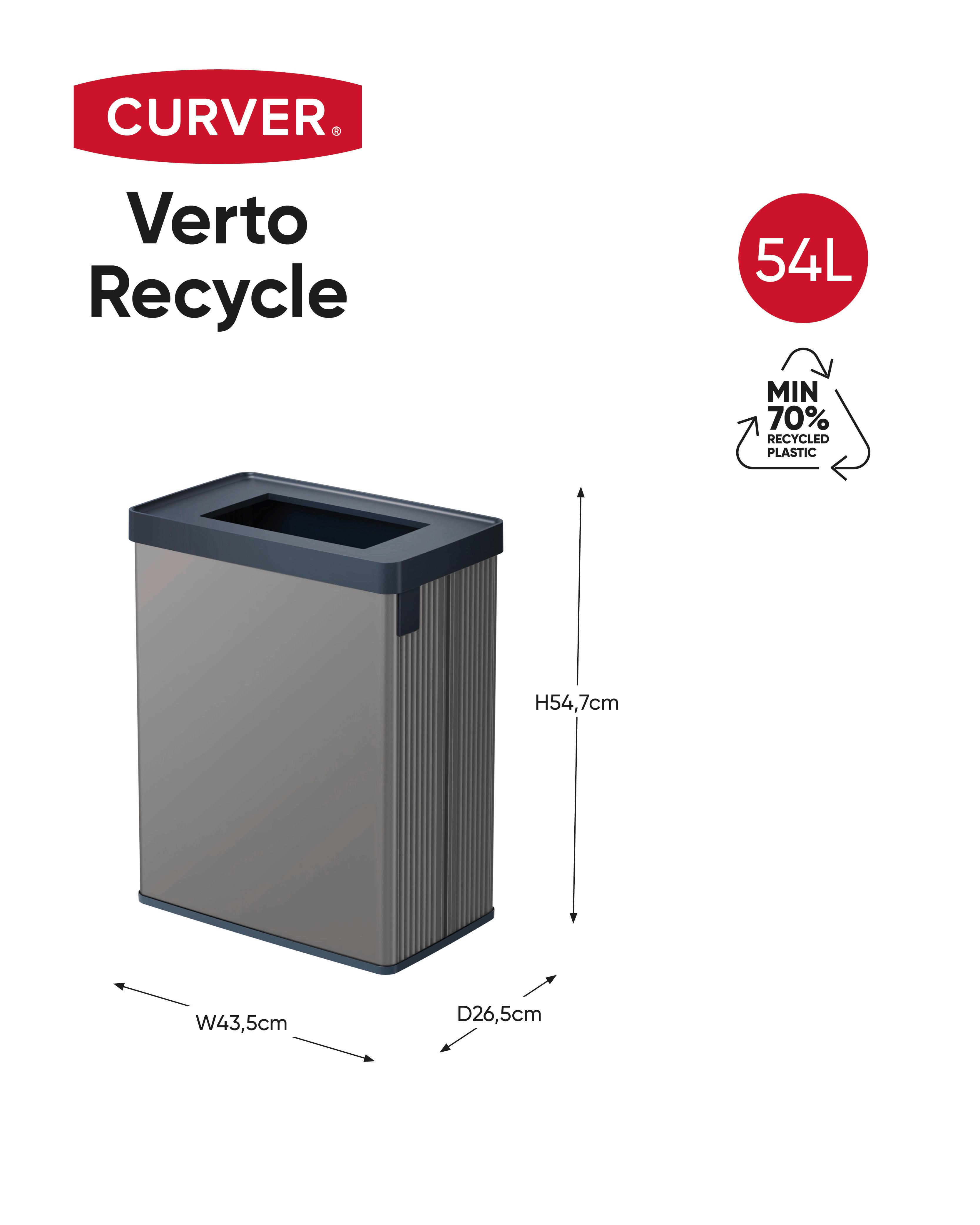 Odpadkový kôš VERTO RECYCLE - sivá, Basics, plast (26.5/54.7/43.5cm)