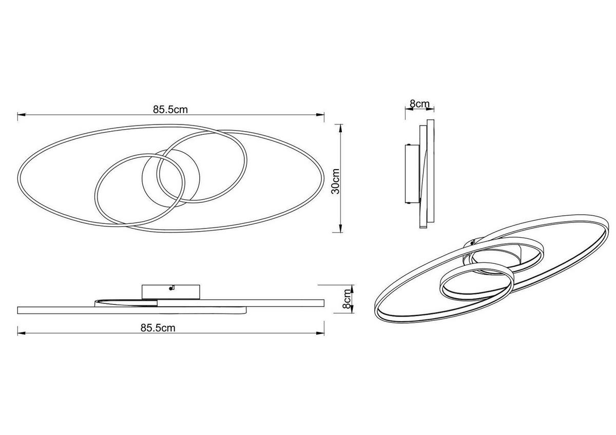 Led-deckenleuchte Nuha - Silberfarben/Opal, Basics, Kunststoff/Metall (85/30/8cm) - Luca Bessoni