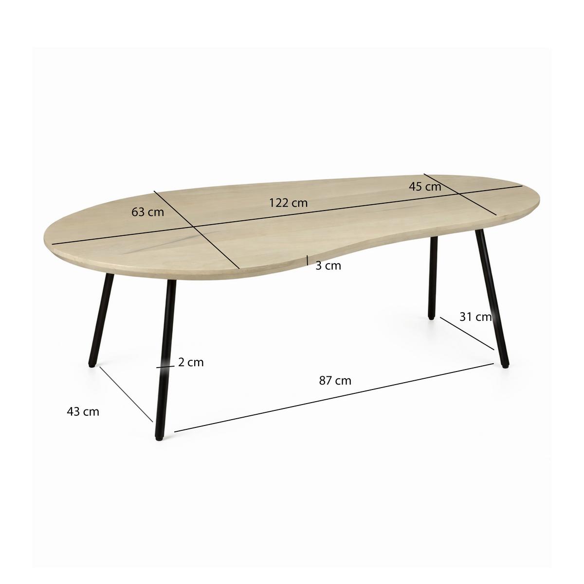 COUCHTISCH Weiß B: 122cm - Schwarz/Weiß, Design, Holz/Metall (122/63/36cm) - MID.YOU