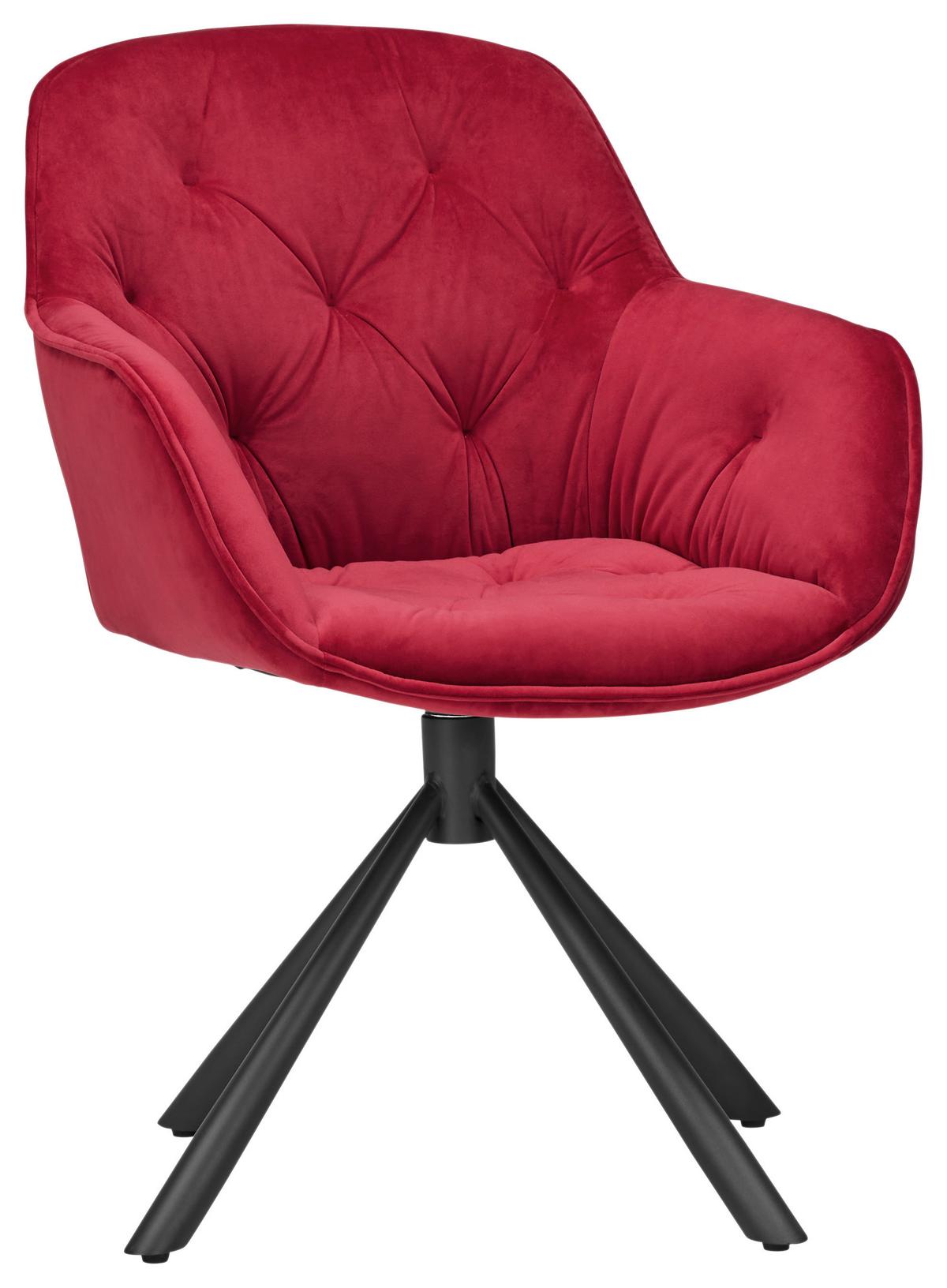 Židle s područkami Eileen, otočná, červená - černá/červená, Moderní, kov/textil (63/86/66cm) - Mömax