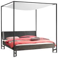 Himmelbett Bogina Akazie/anthrazit 140x200 Cm - Dunkelgrau/Anthrazit, Natur, Holz/Textil (140/200cm) - Hasena