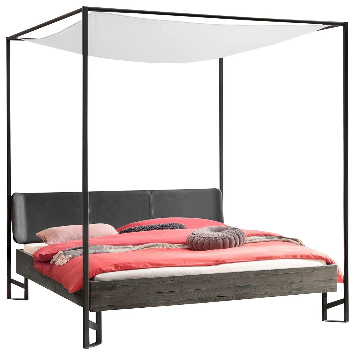 Himmelbett Bogina Akazie/anthrazit 140x200 Cm - Dunkelgrau/Anthrazit, Natur, Holz/Textil (140/200cm) - Hasena