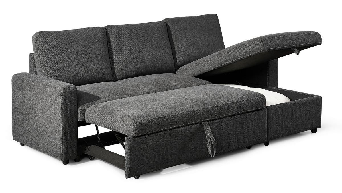Rohová sedačka SORO, obojstranná, antracitová - čierna/antracitová, Basics, kov/drevo (227/89/148cm) - Based