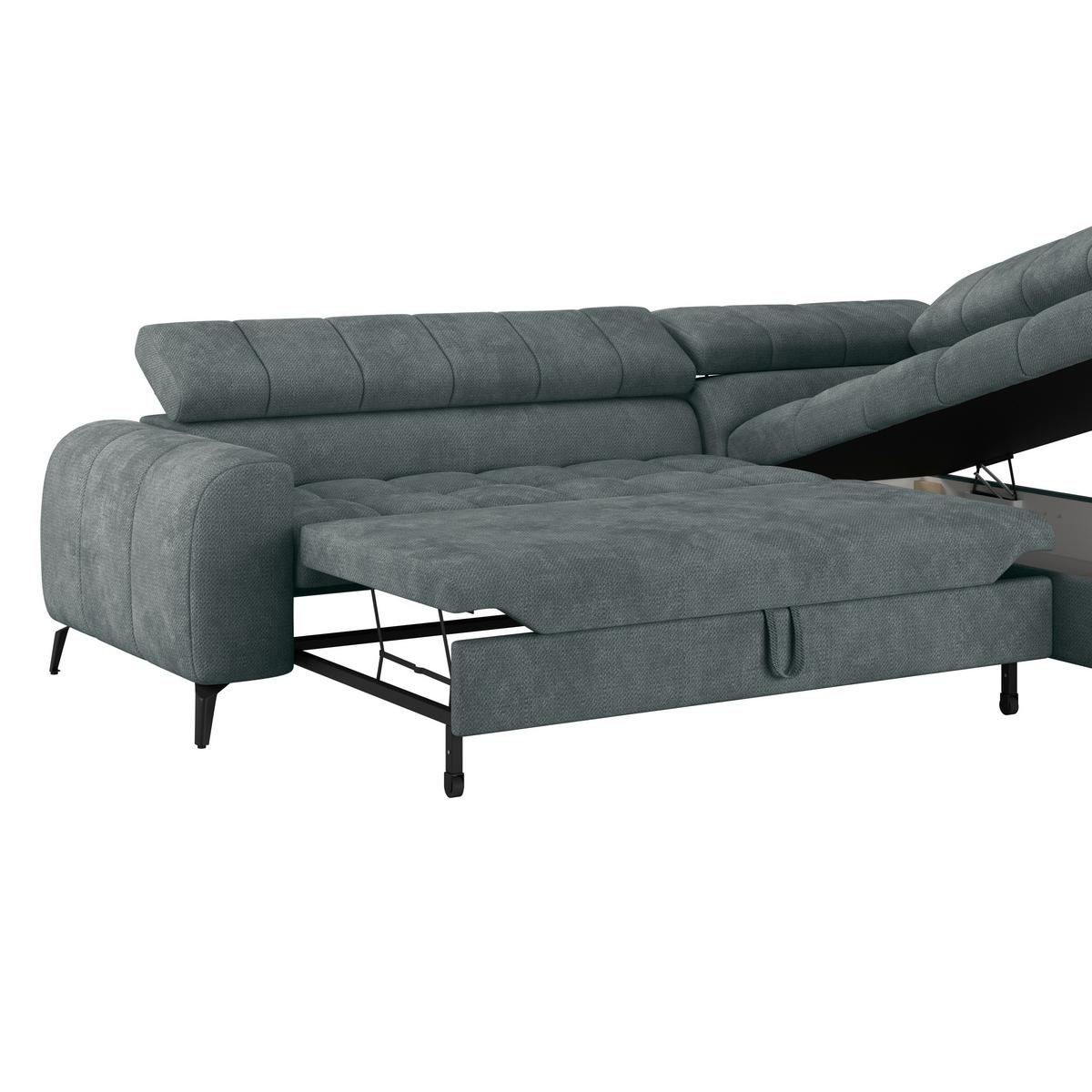 Ecksofa Volf Rechts New Grau, S: 261x203 cm - Schwarz/Grau, Trend, Kunststoff/Textil (261/203cm)