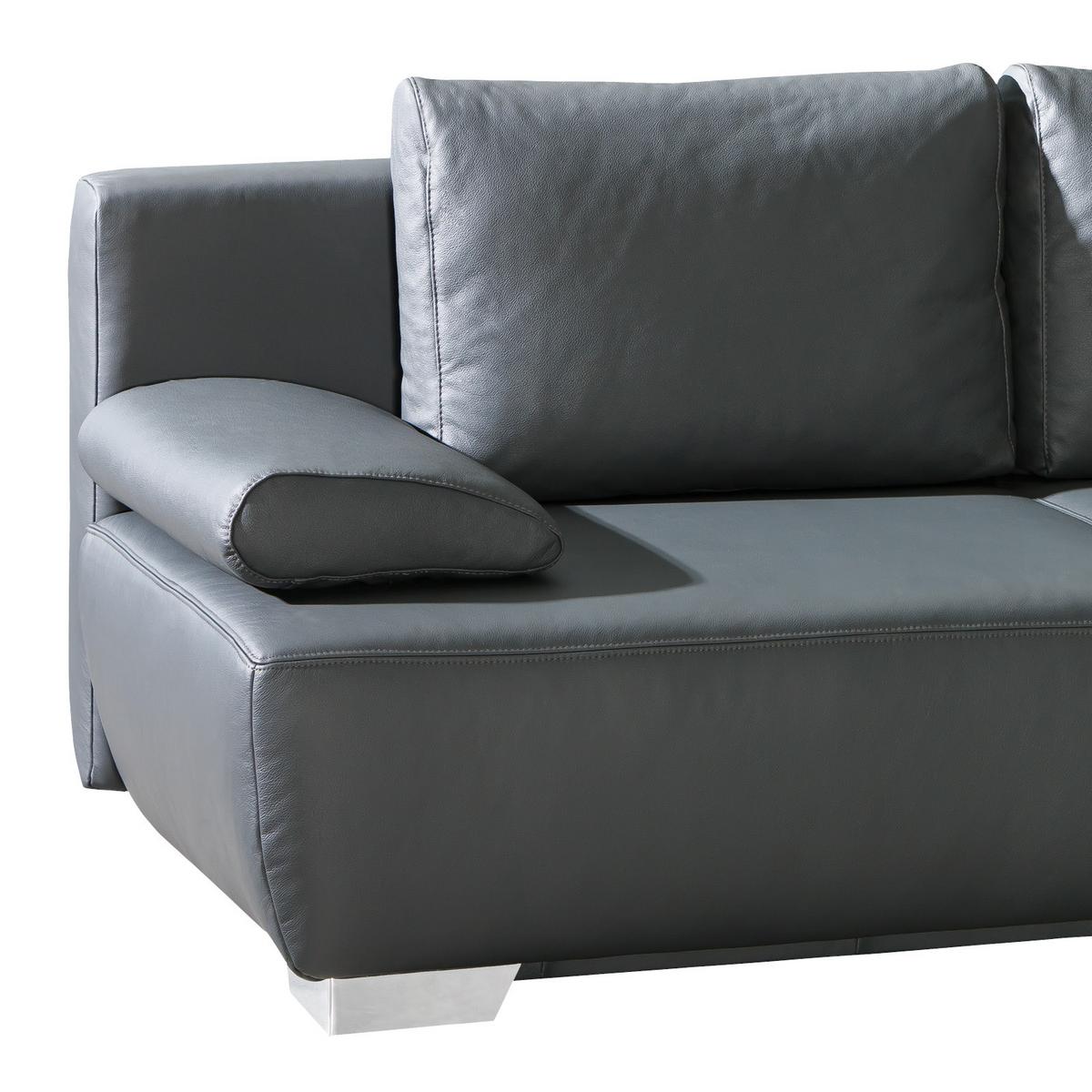 2-sitzer-sofa Mit Schlaffunkt. + Nikita Anthrazit Leder - Chromfarben/Anthrazit, KONVENTIONELL, Leder (195/85/90cm) - Livetastic