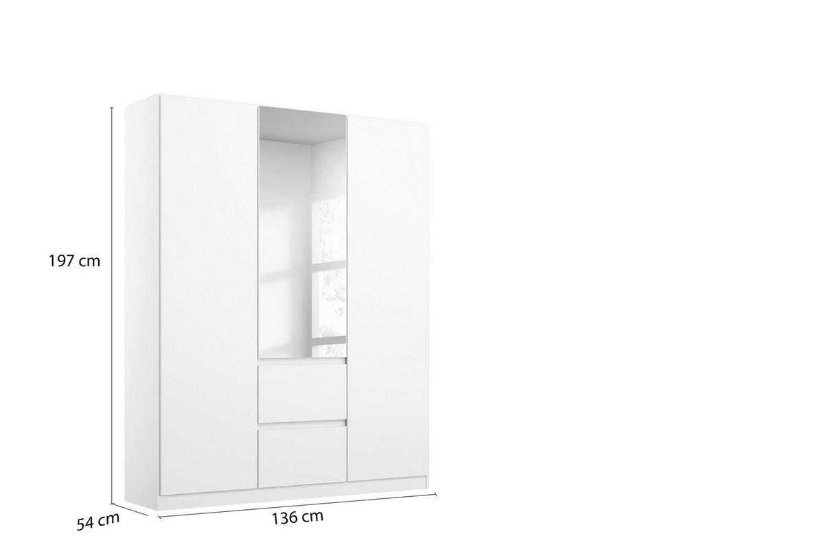 Nidda B: 136 Cm Weiß Nidda - Silberfarben/Weiß, Basics, Holzwerkstoff (136/197/54cm) - Rauch Möbel