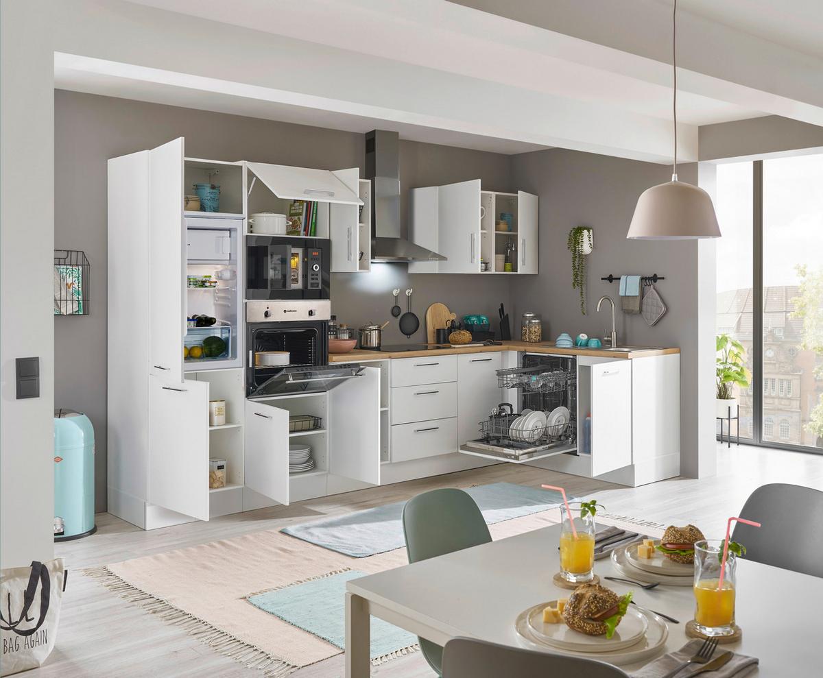 Eckküche Turin Weiss/Eiche Dekor 340x175 cm - Weiß/Eiche Artisan, Basics, Holzwerkstoff (340/175cm) - MID.YOU