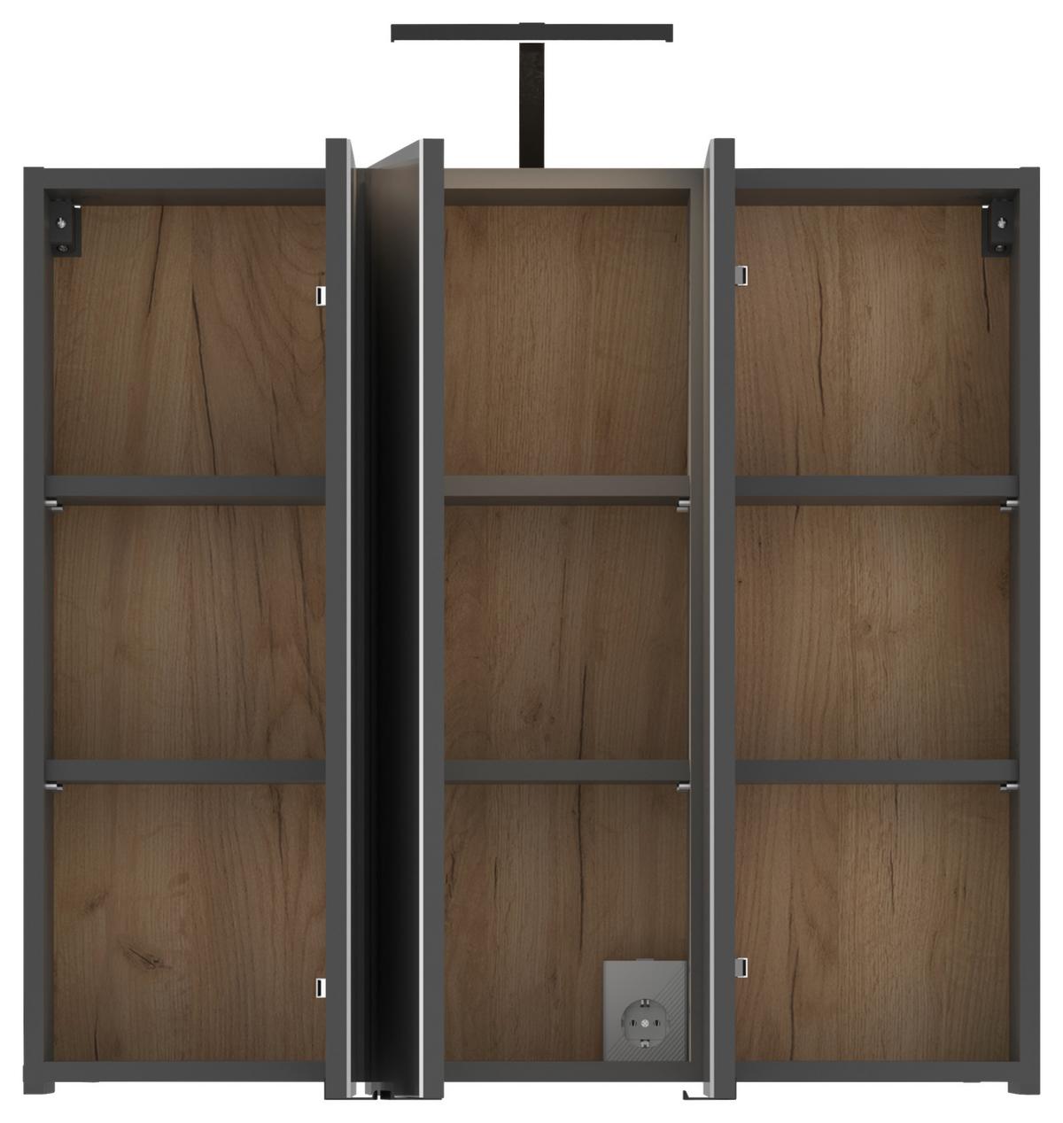 Spiegelschrank Cotia Cotll 3 - Anthrazit, MODERN, Glas/Holzwerkstoff (77/73/20,4cm) - James Wood