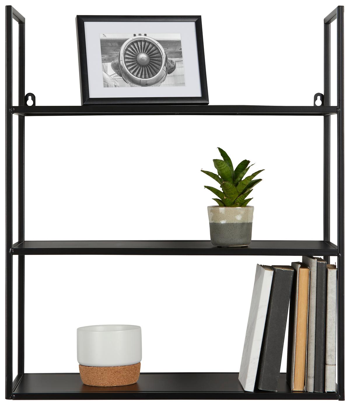 NÁSTĚNNÝ REGÁL BRADFORD 2 -SB- - černá, Moderní, kov (50/58/20cm) - Mömax
