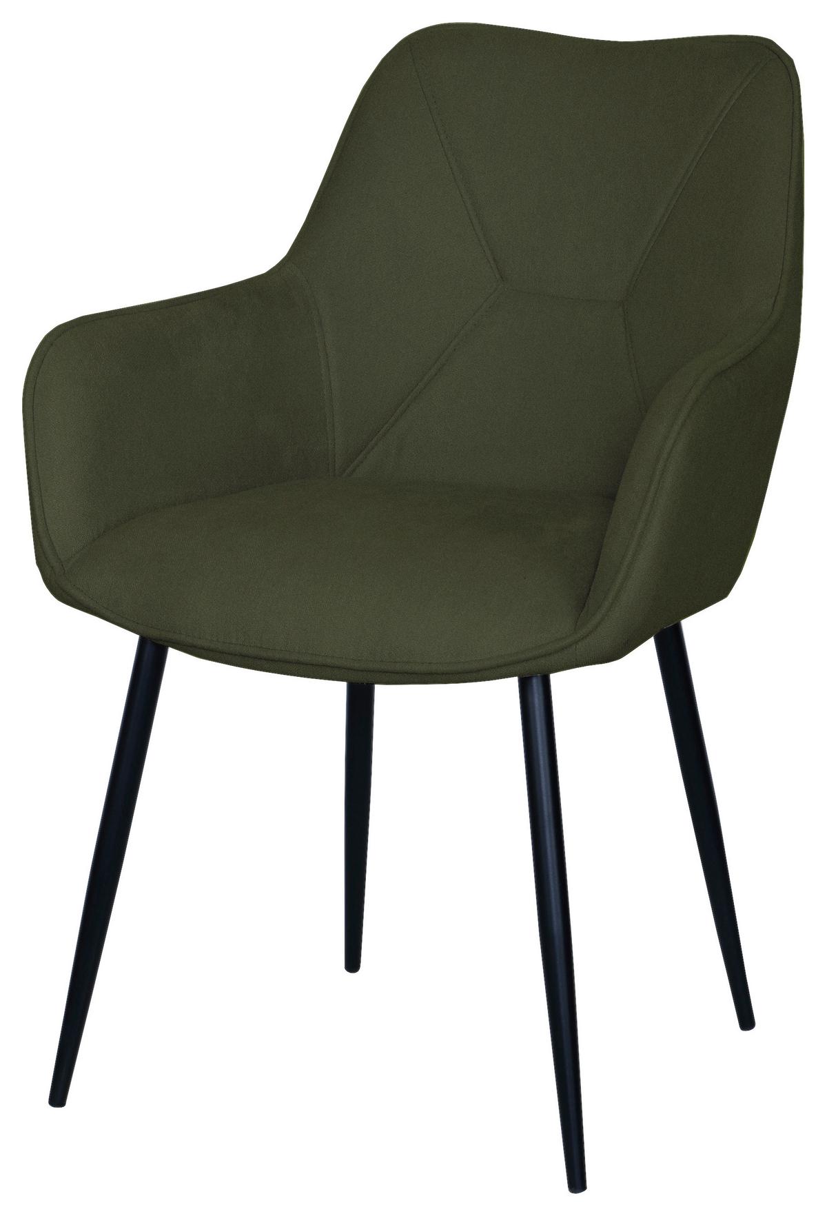 Židle s područkami tmavě zelená - černá/zelená, Moderní, kov/dřevo (57/85/60cm) - Mömax
