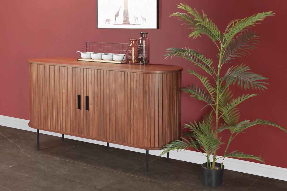 Sideboard Walnussfarben/schwarz, B:140cm - Walnussfarben/Schwarz, Design, Holzwerkstoff (140/76/40cm) - Livetastic