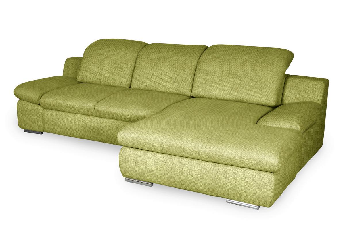 Ecksofa Isona Grün Chenille - Chromfarben/Grün, Design, Textil (286/165cm) - Livetastic