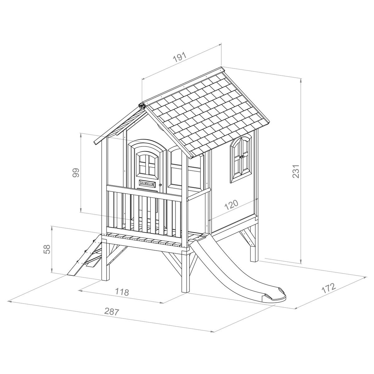 Spielhaus A030.036.81 - Rot/Braun, KONVENTIONELL, Holz (287/231/191cm) - Ambia Garden