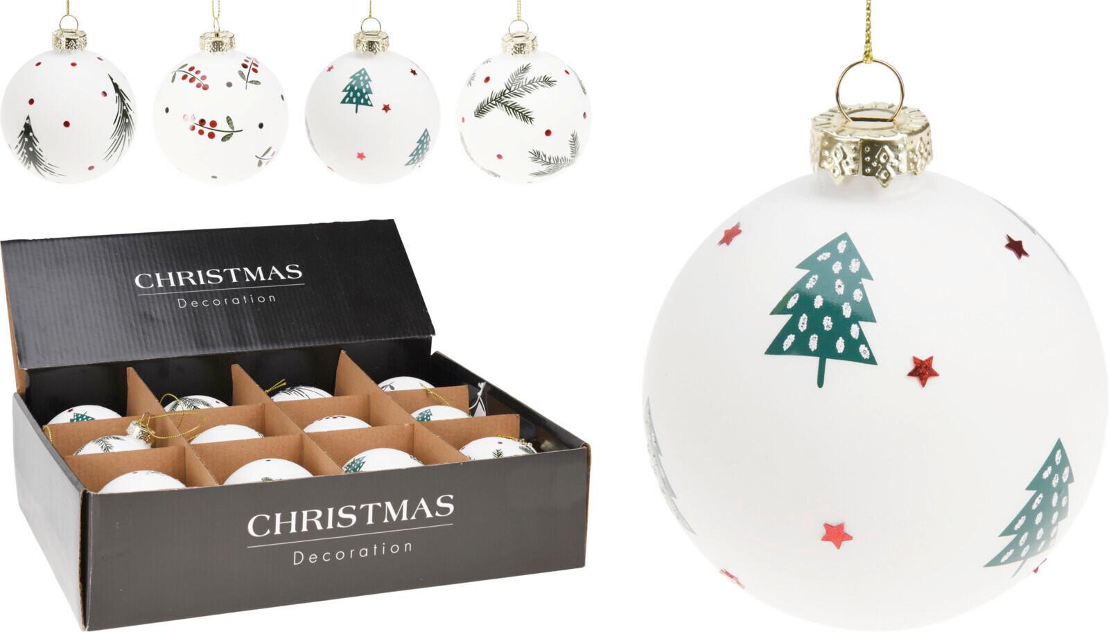 Christbaumkugel aus Glas - Dunkelgrün/Champagner, Basics, Glas/Metall (8.0/8.0/9.5cm)