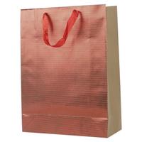 Geschenktasche Stripped Karton 30x40 cm mit Tragegriff - Rot/Silberfarben, Basics, Karton (30/40/12cm)