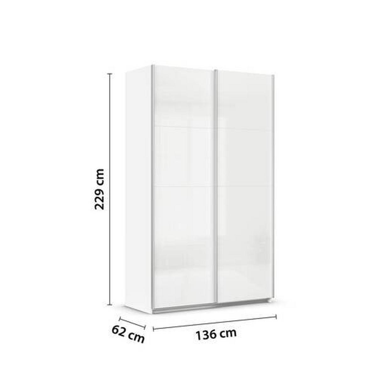 Tolóajtós Szekrény Feldkirch 136/229 Cm - magasfényű fehér/fehér, Modern, faalapú anyag (136/229/62cm)